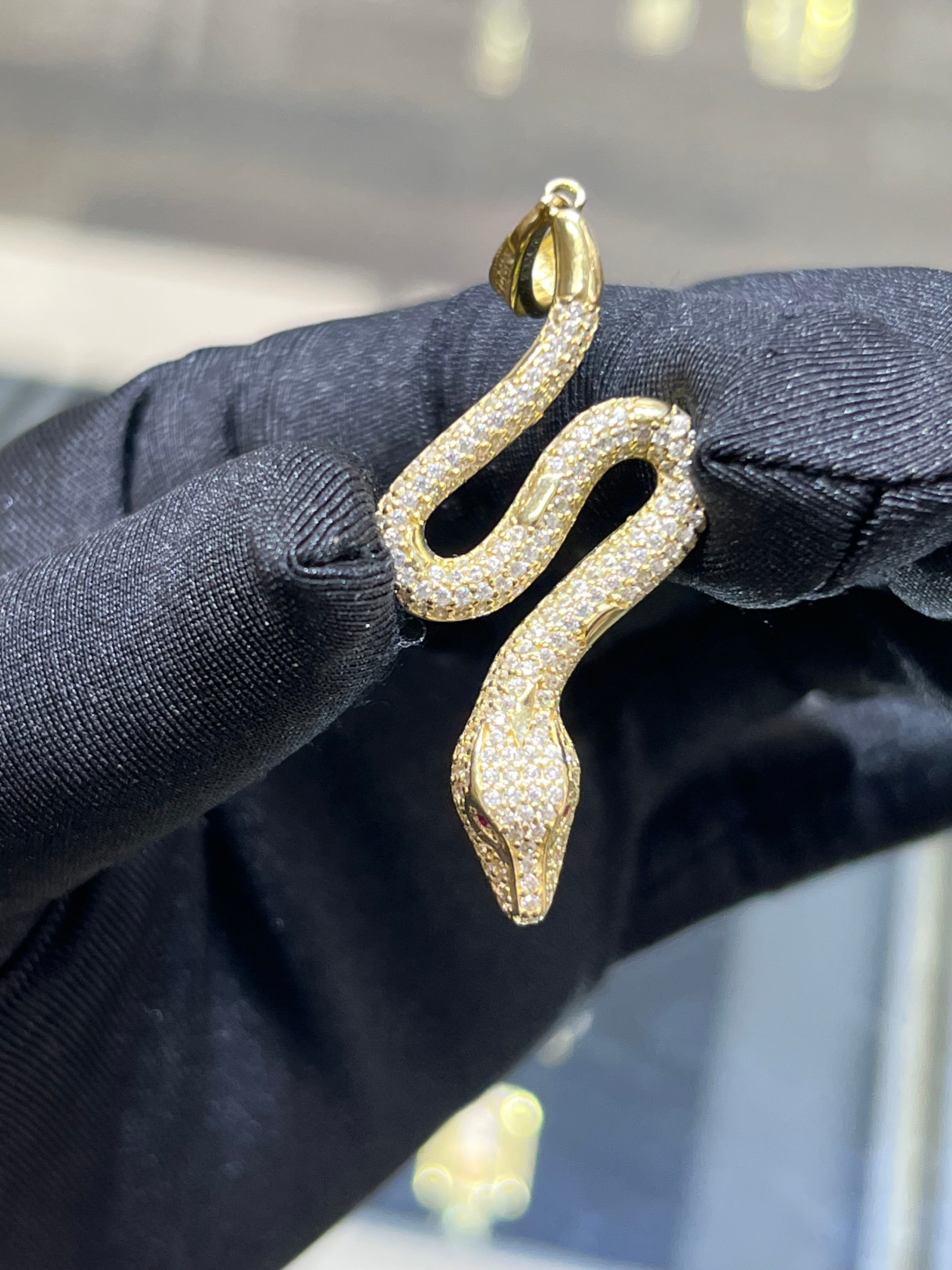 14K Gold Snake Pendant