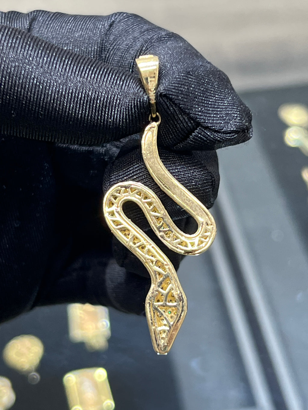 14K Gold Snake Pendant