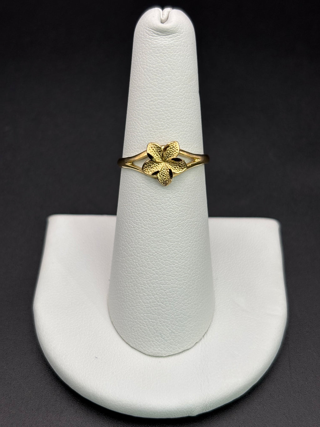 10k Solid Gold Ring Hibiscus Flower