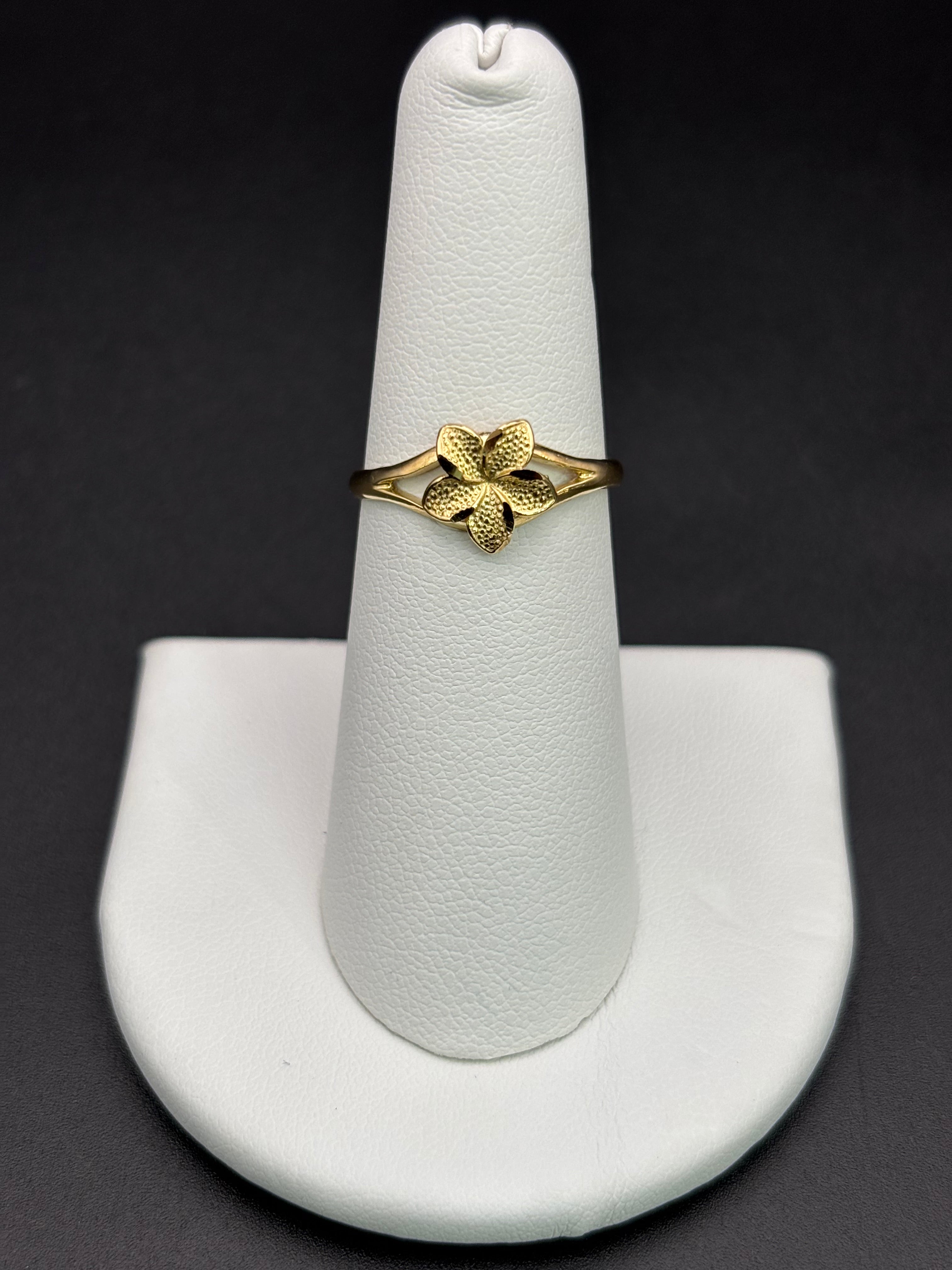 10k Solid Gold Ring Hibiscus Flower