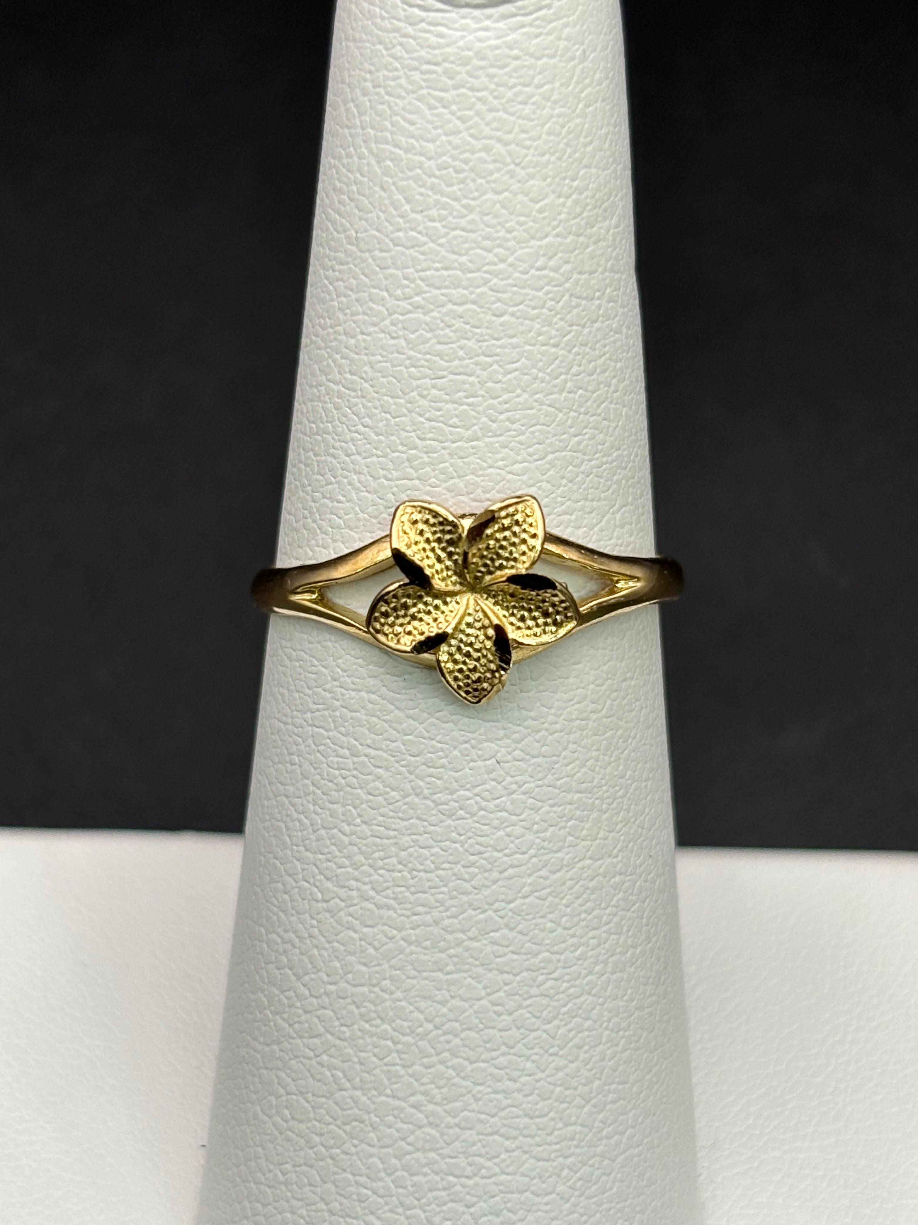 10k Solid Gold Ring Hibiscus Flower