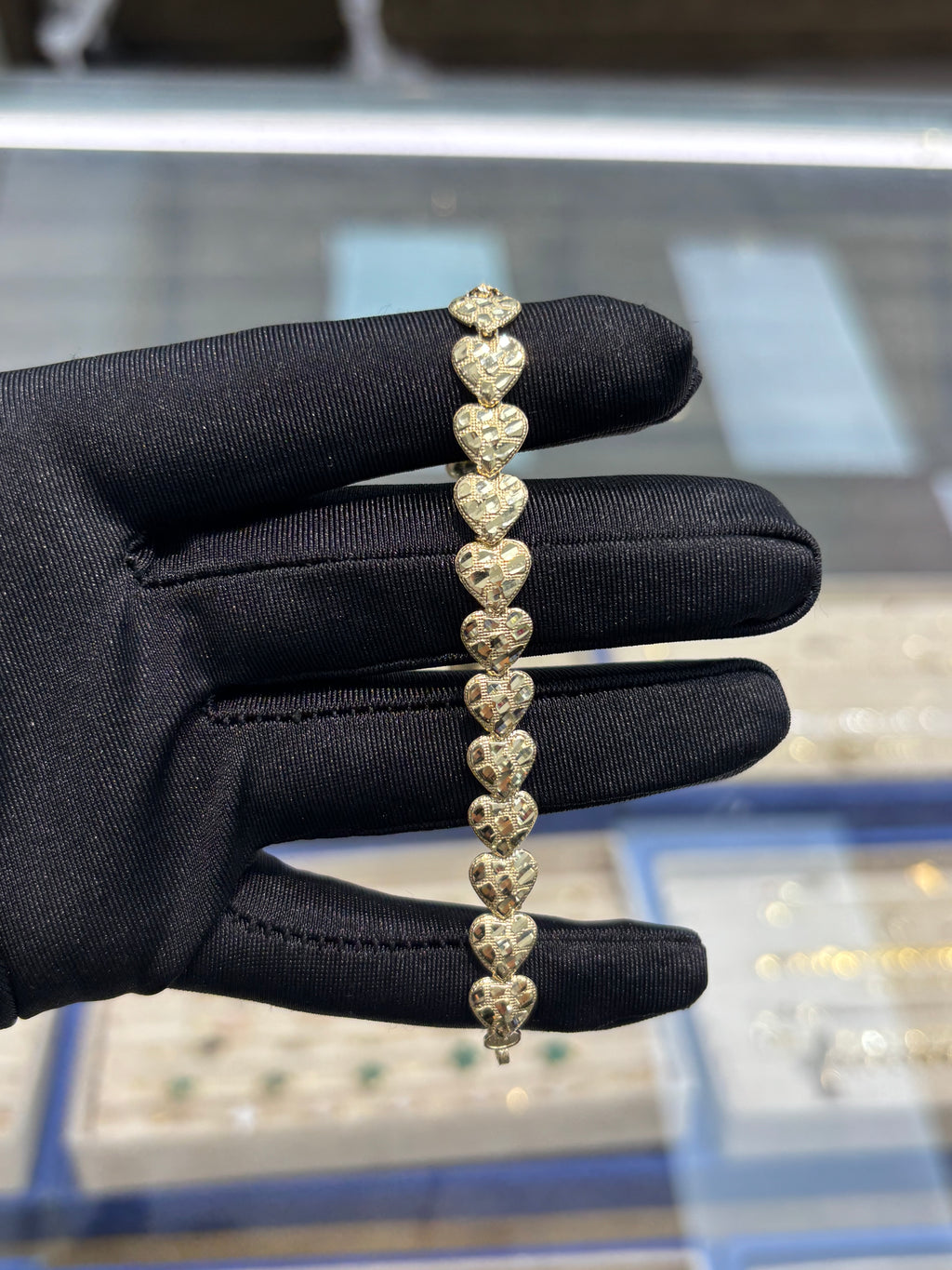 14K Gold Heart Nugget Bracelet