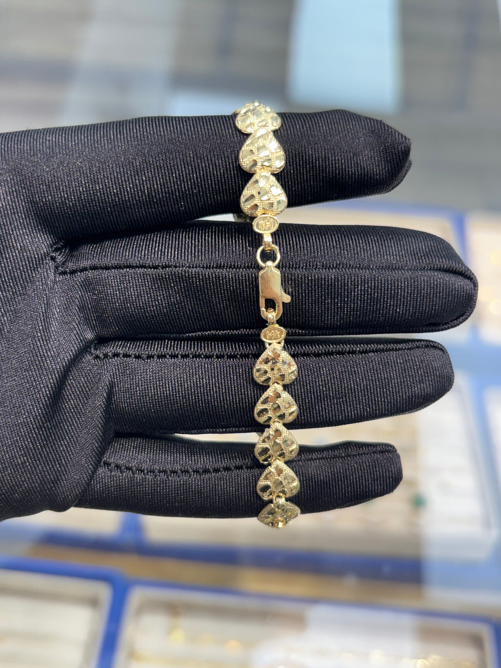 14K Gold Heart Nugget Bracelet