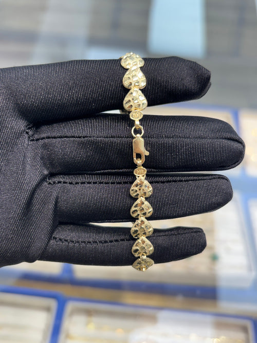 14K Gold Heart Nugget Bracelet