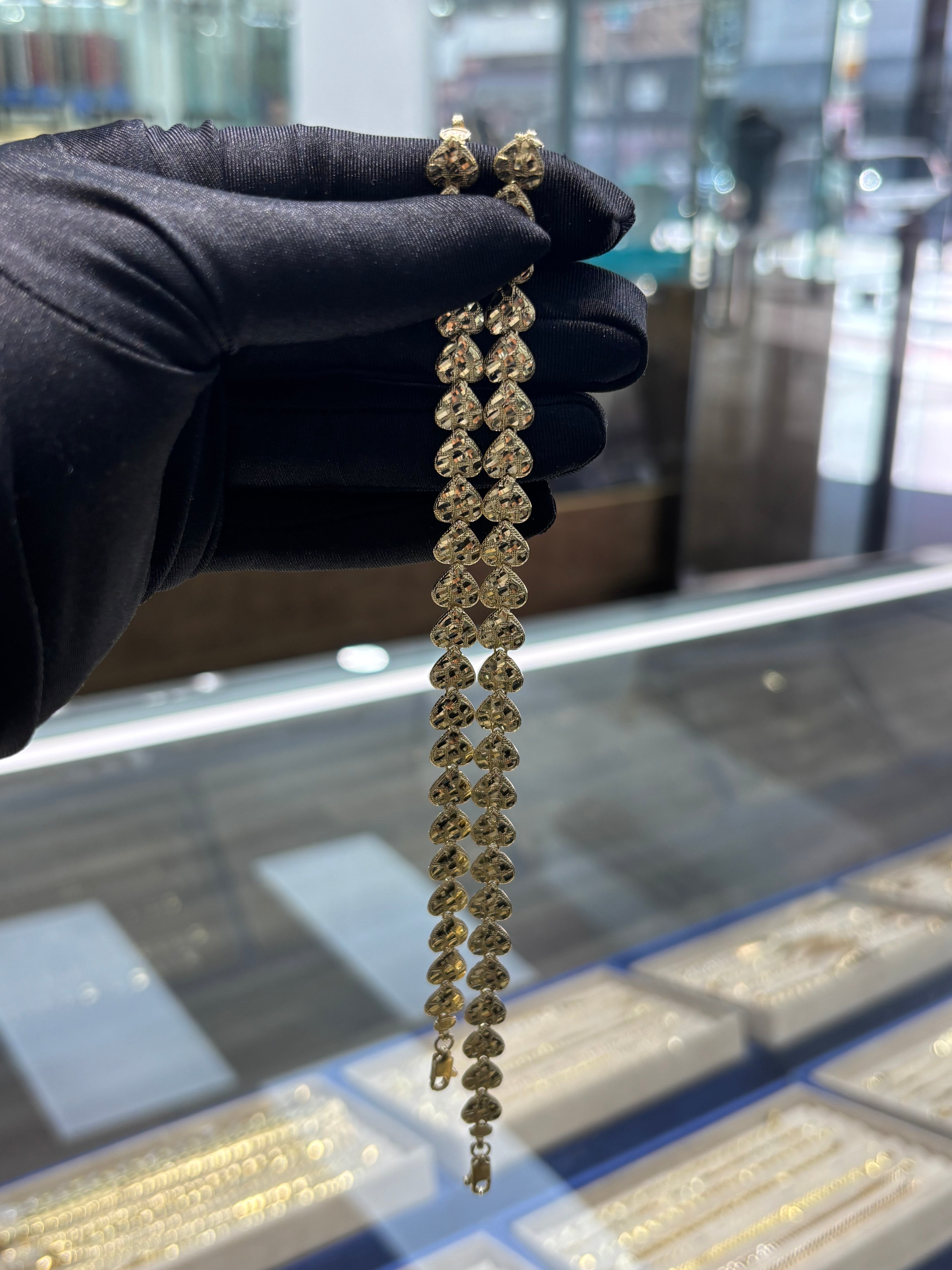 14K Gold Heart Nugget Bracelet