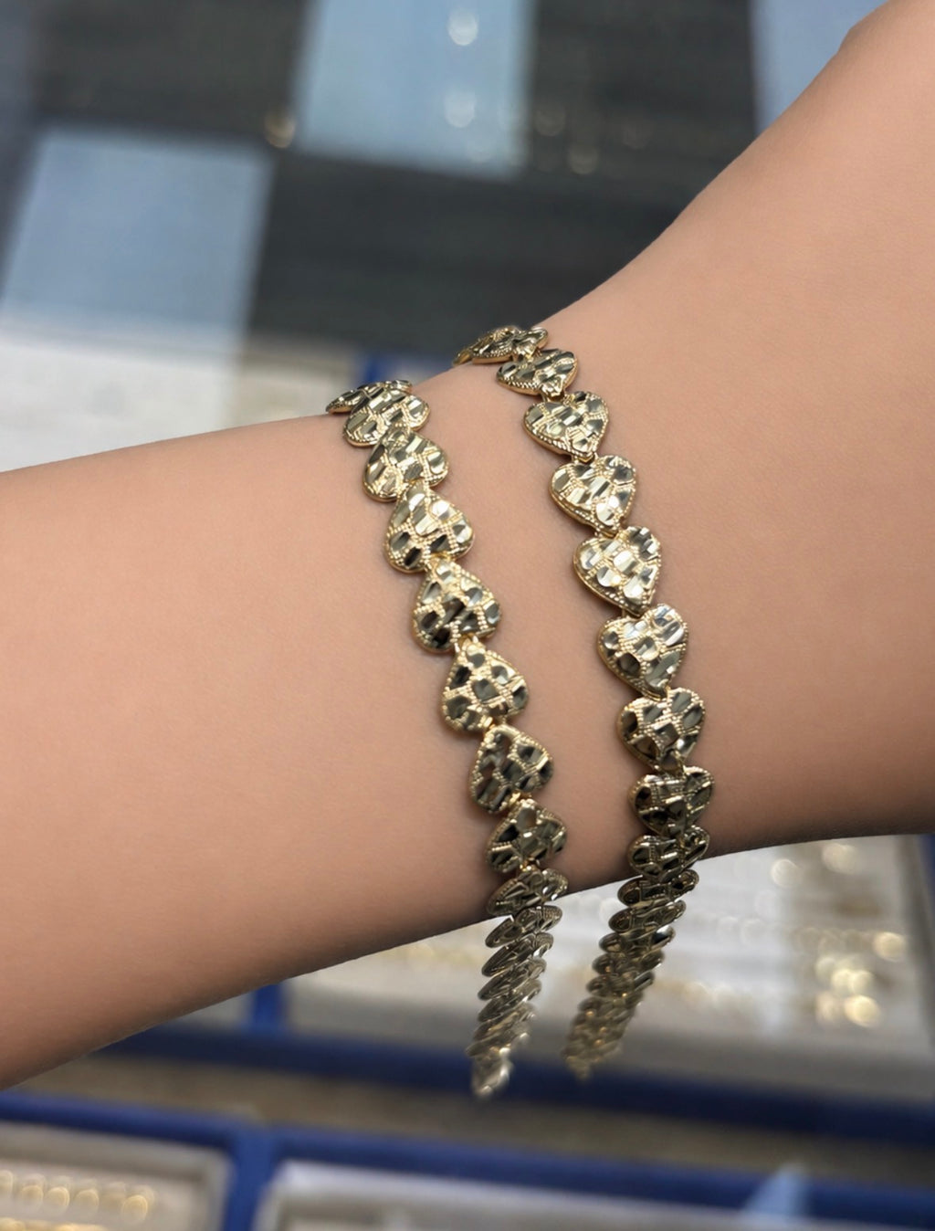 14K Gold Heart Nugget Bracelet