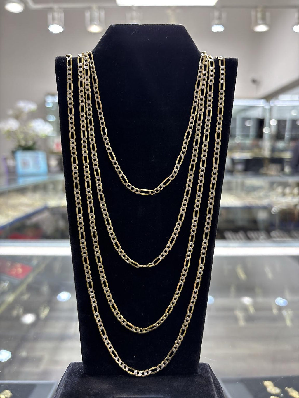 14k Gold Diamond Cut Figaro Chain #5