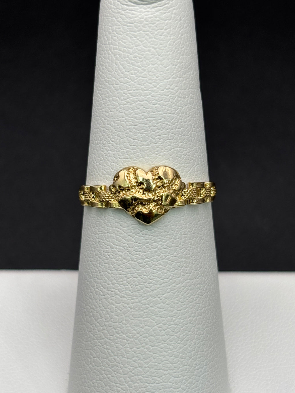 10k Solid Gold Nugget Ring Heart