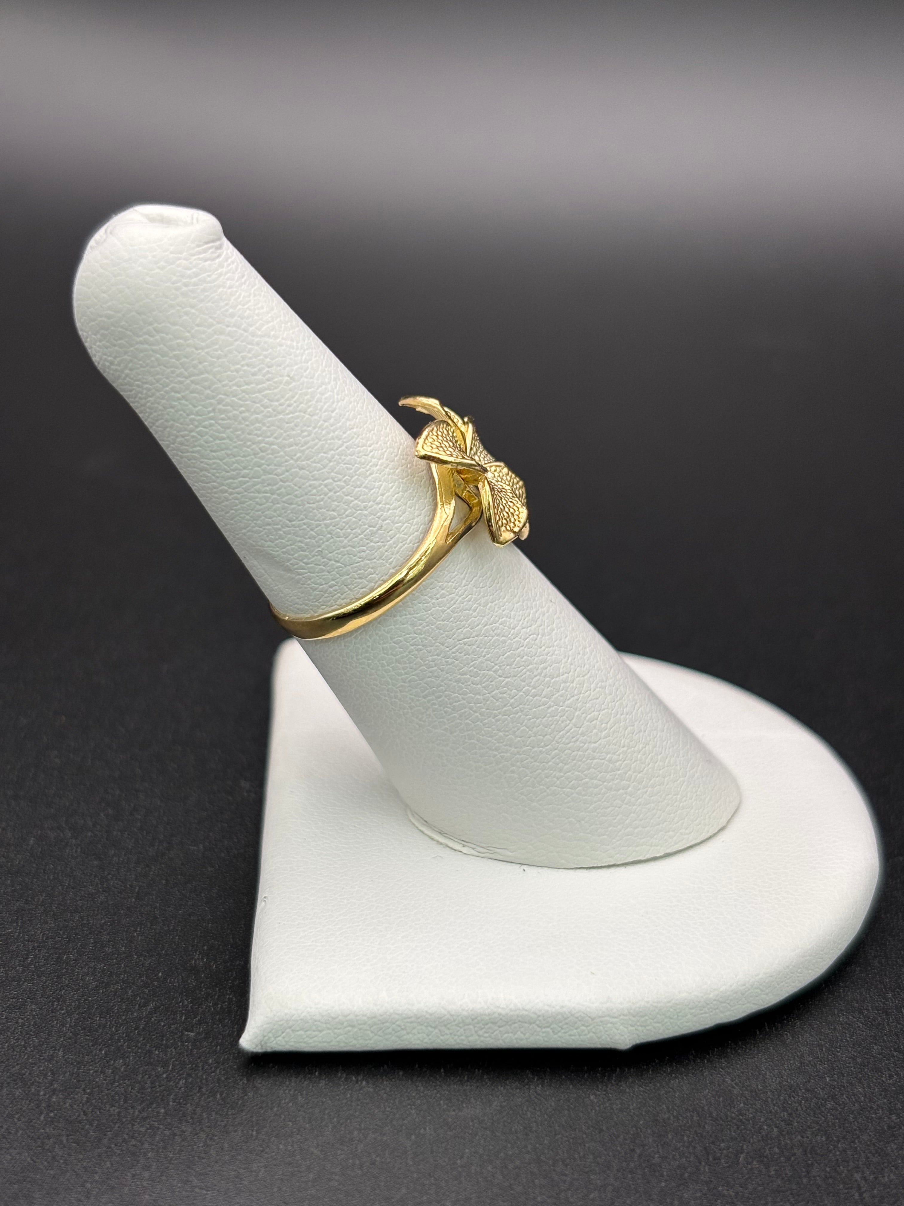 10k Solid Gold Ring Hibiscus Flower