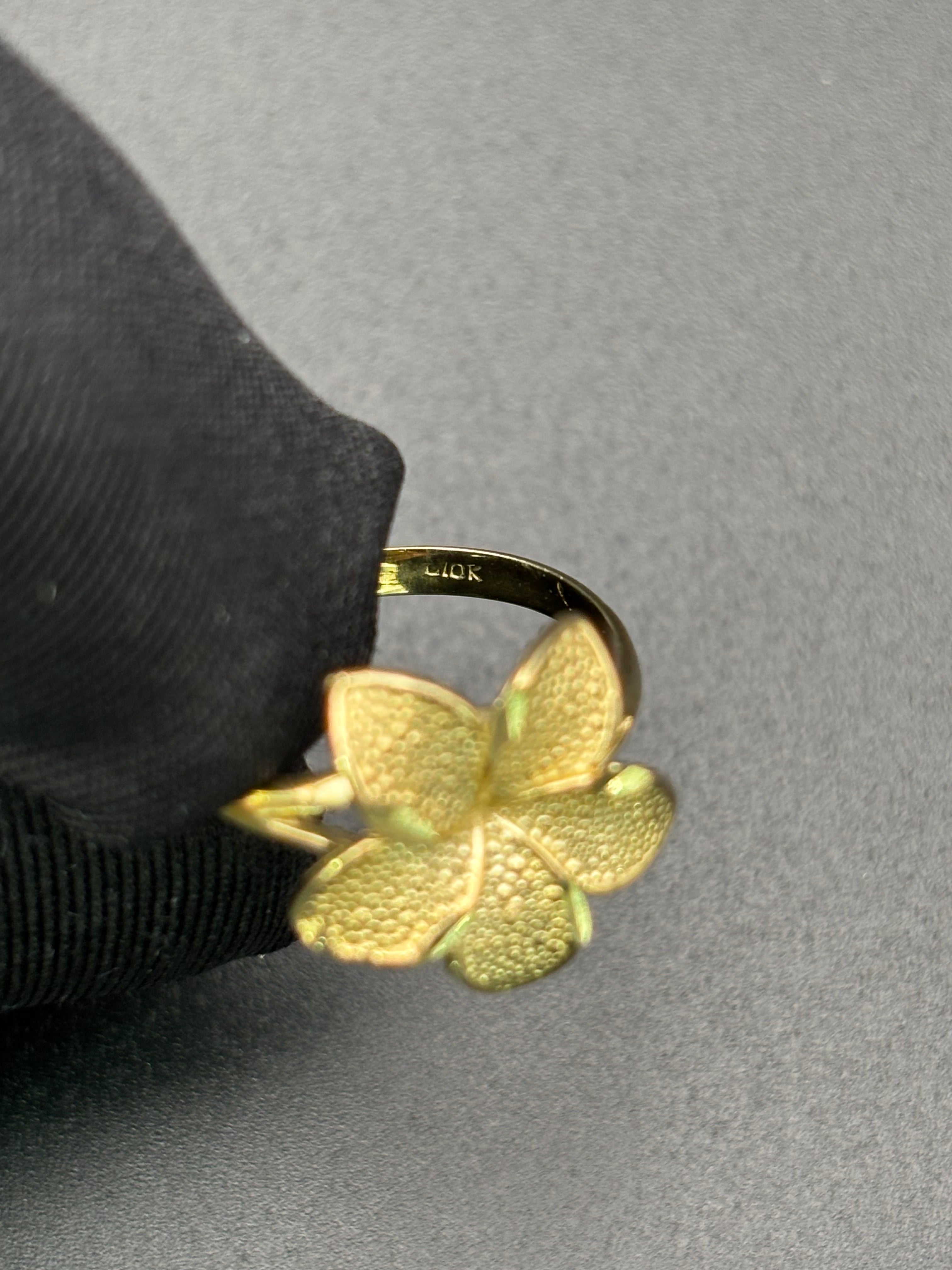 10k Solid Gold Ring Hibiscus Flower