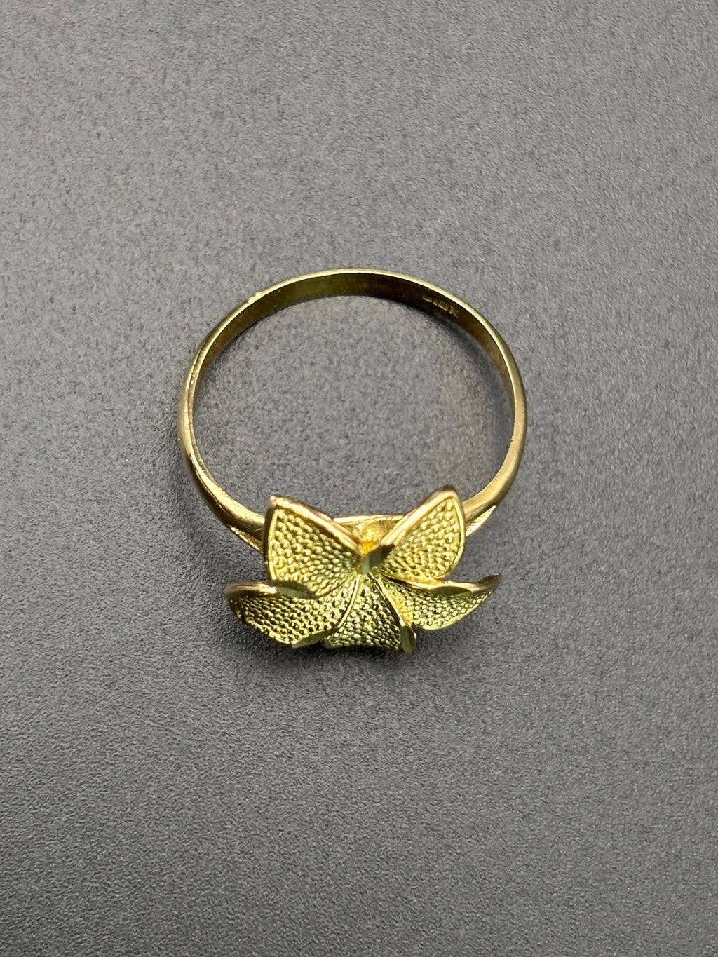 10k Solid Gold Ring Hibiscus Flower