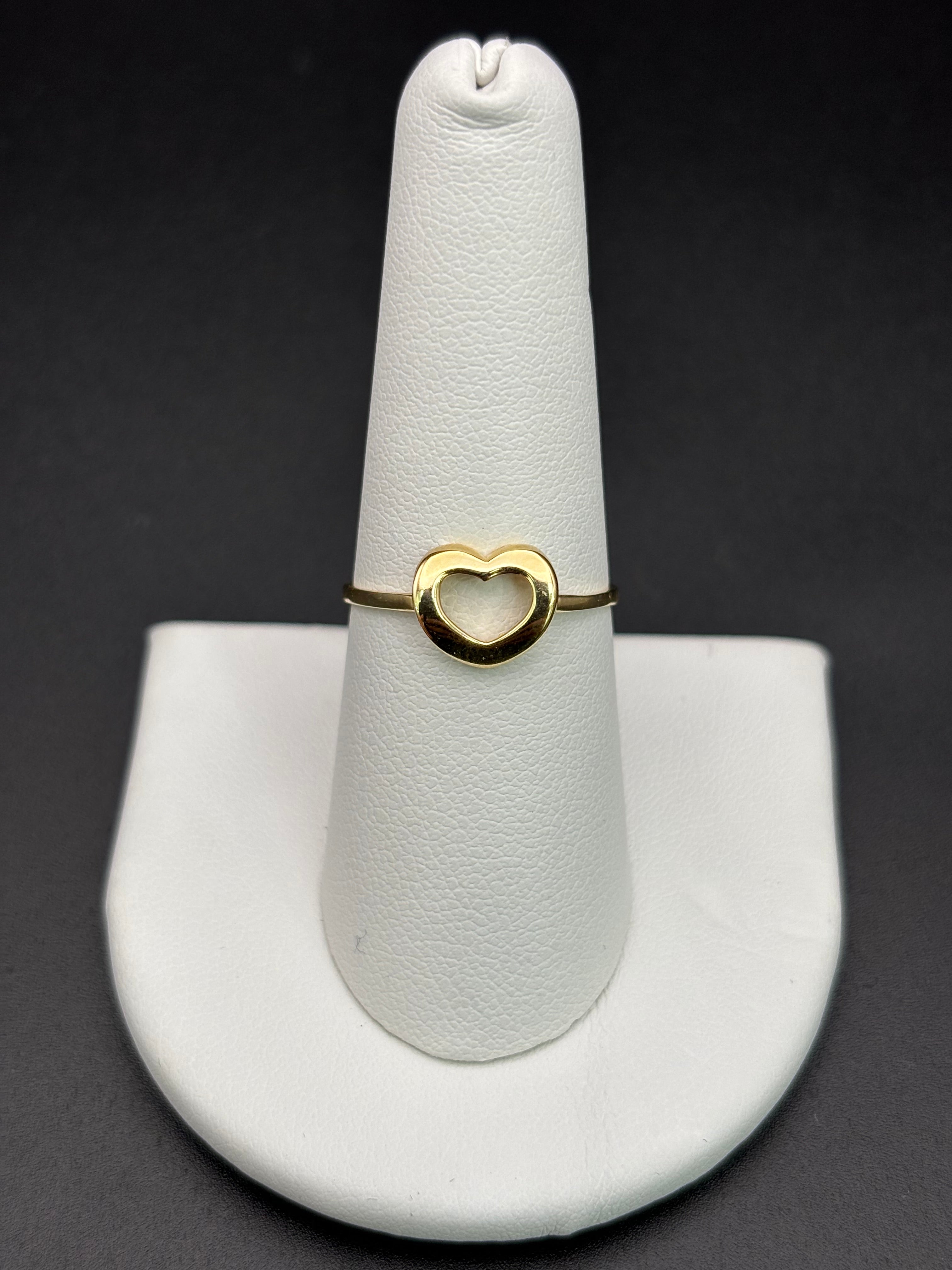 14k Solid Gold Ring Hollow Heart