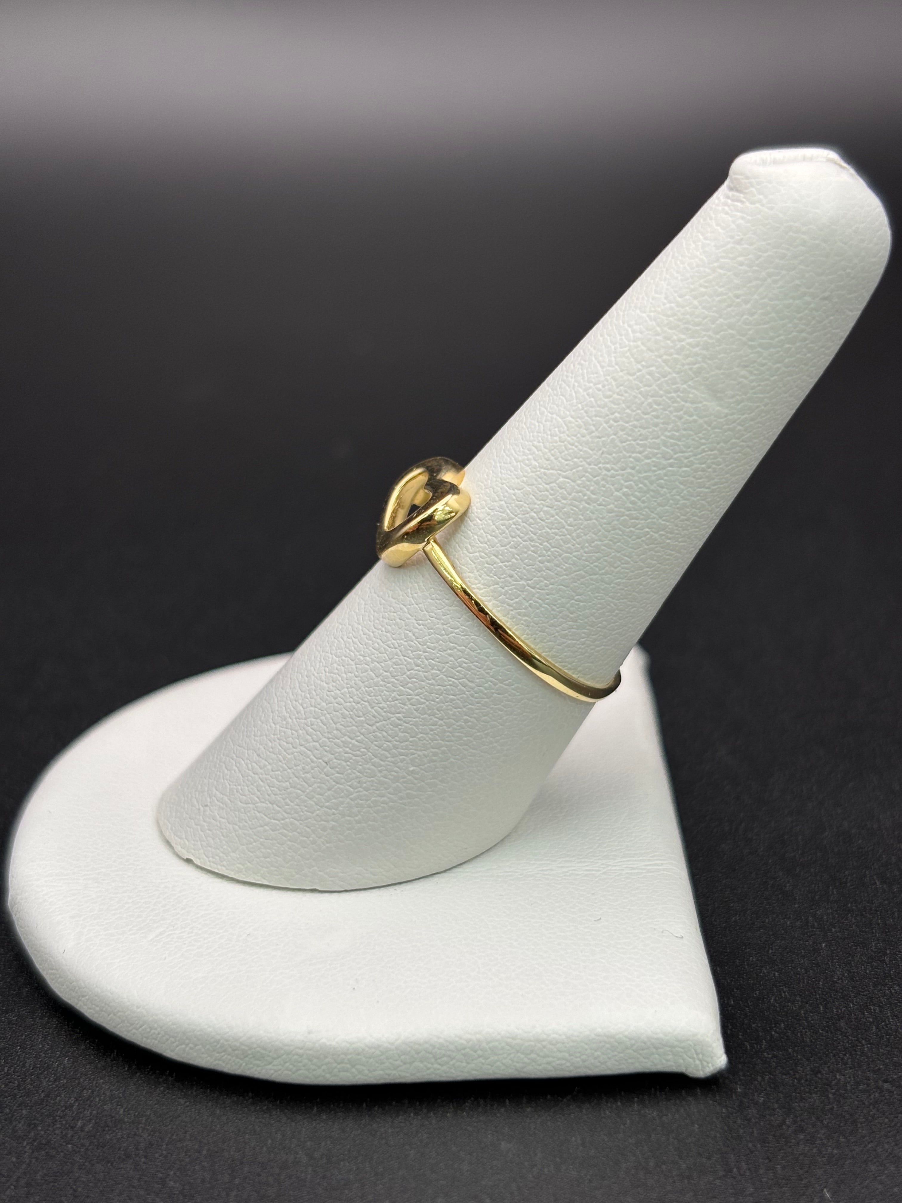14k Solid Gold Ring Hollow Heart