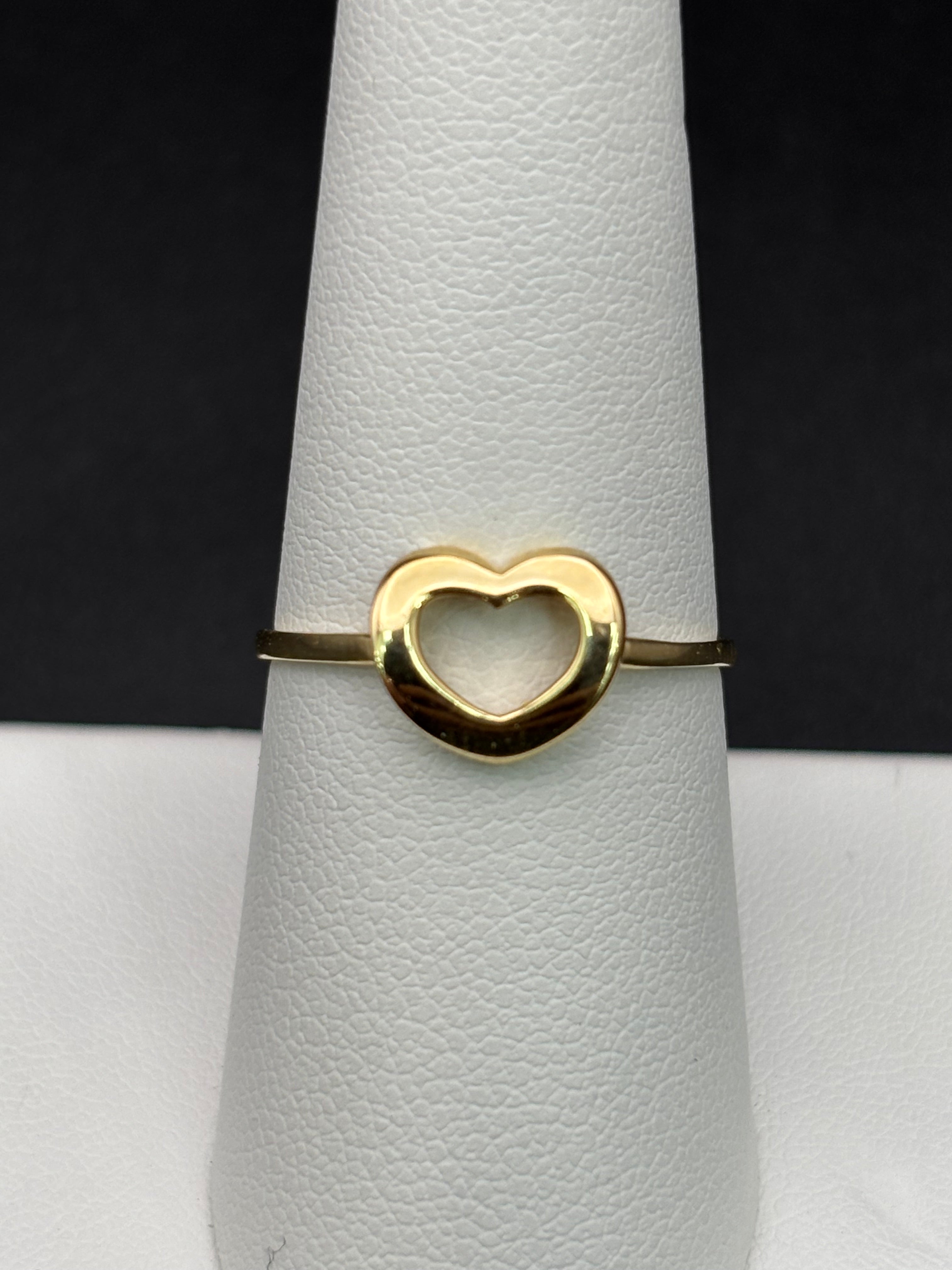 14k Solid Gold Ring Hollow Heart