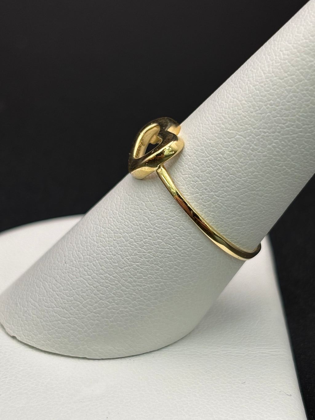 14k Solid Gold Ring Hollow Heart