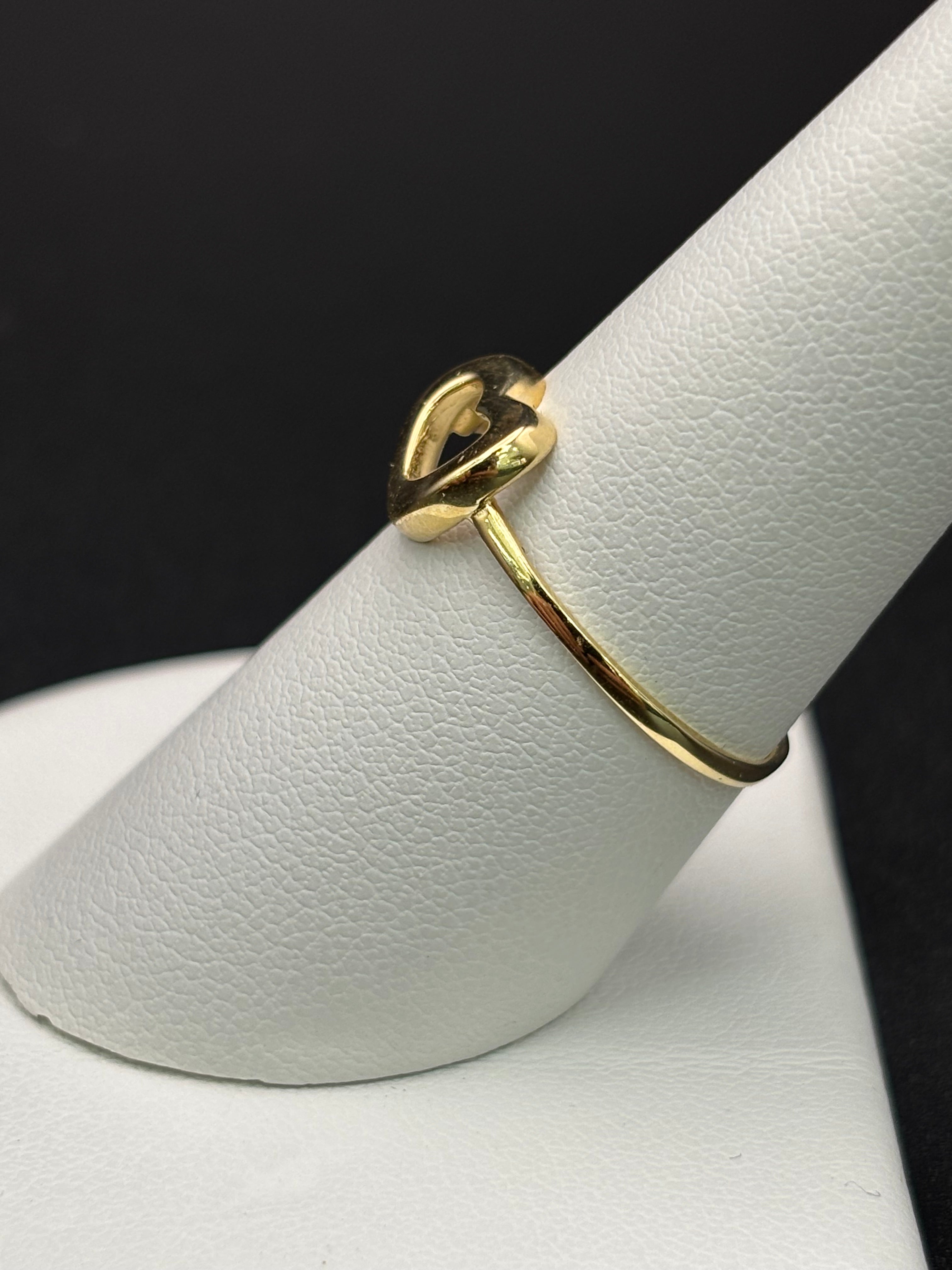 14k Solid Gold Ring Hollow Heart