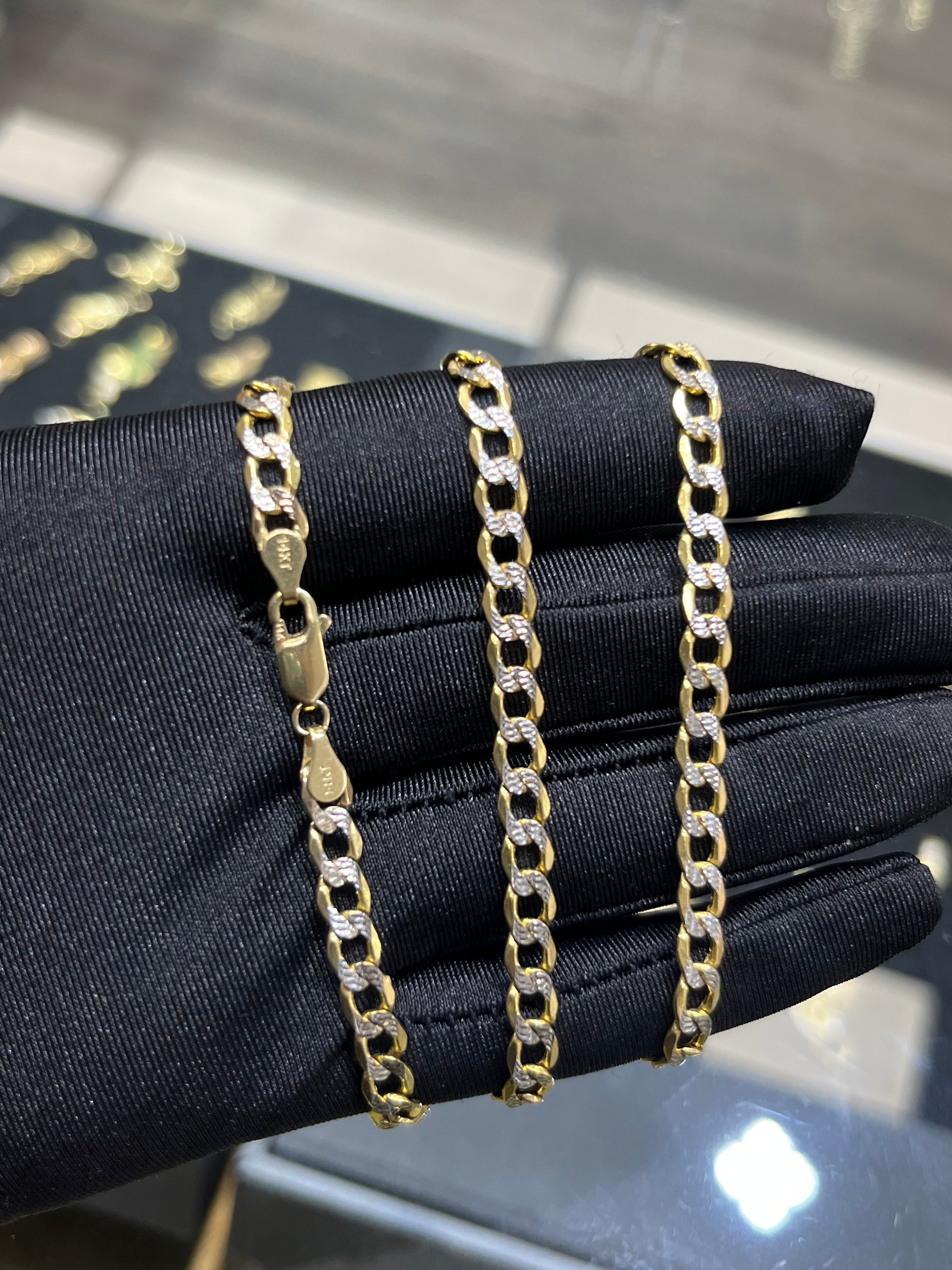14K Gold 5 MM Diamond Cut Curb Link Chain #8