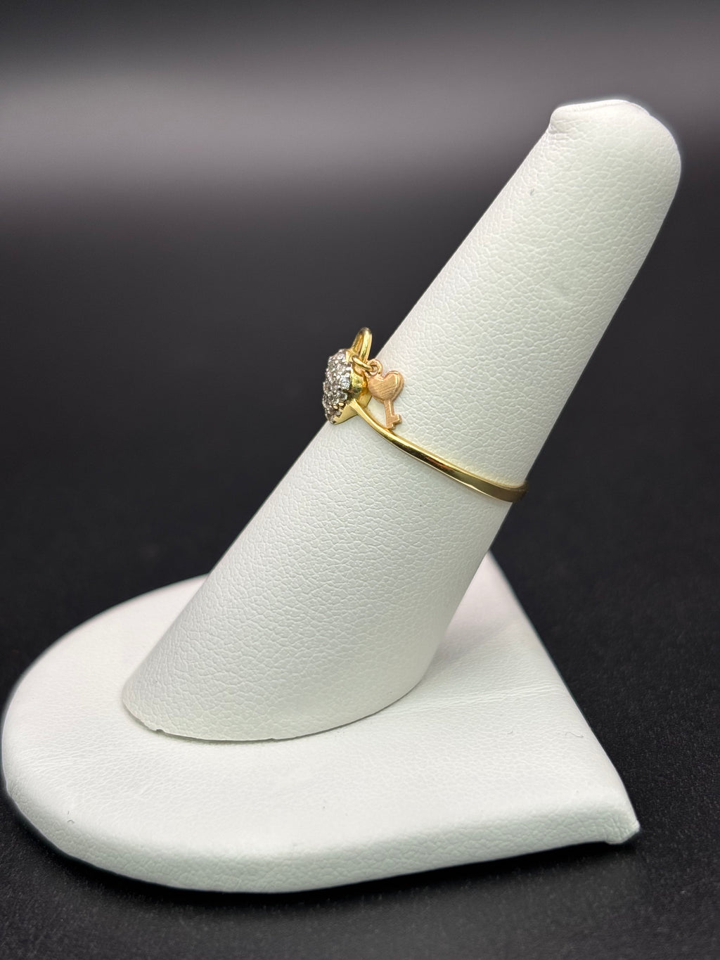 14k Solid Gold Ring Heart Lock with Key