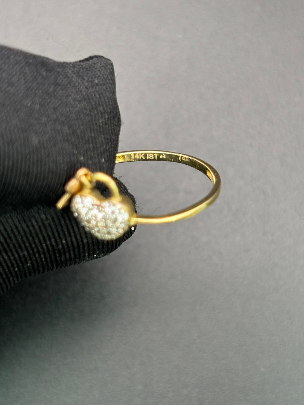 14k Solid Gold Ring Heart Lock with Key