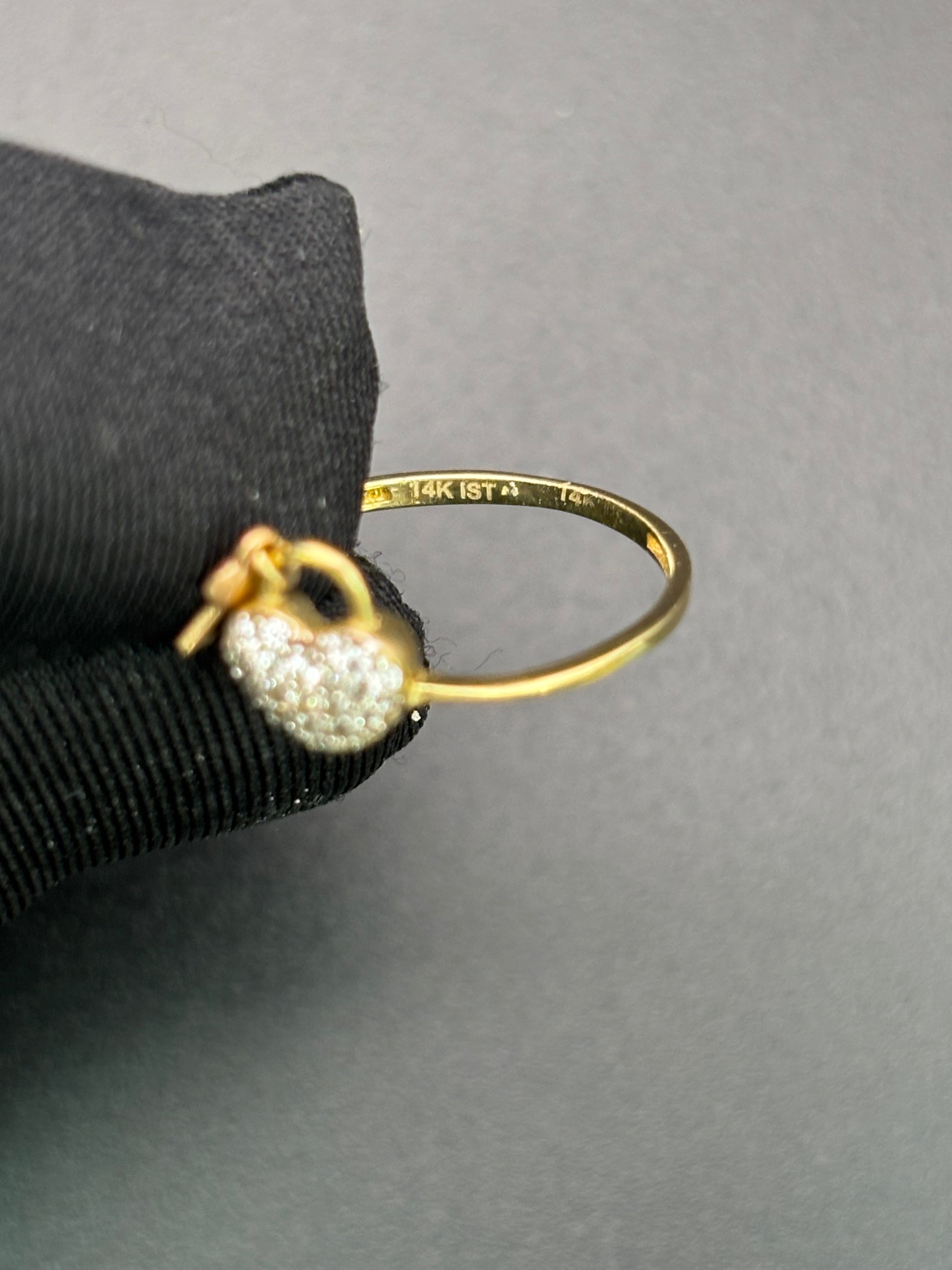 14k Solid Gold Ring Heart Lock with Key