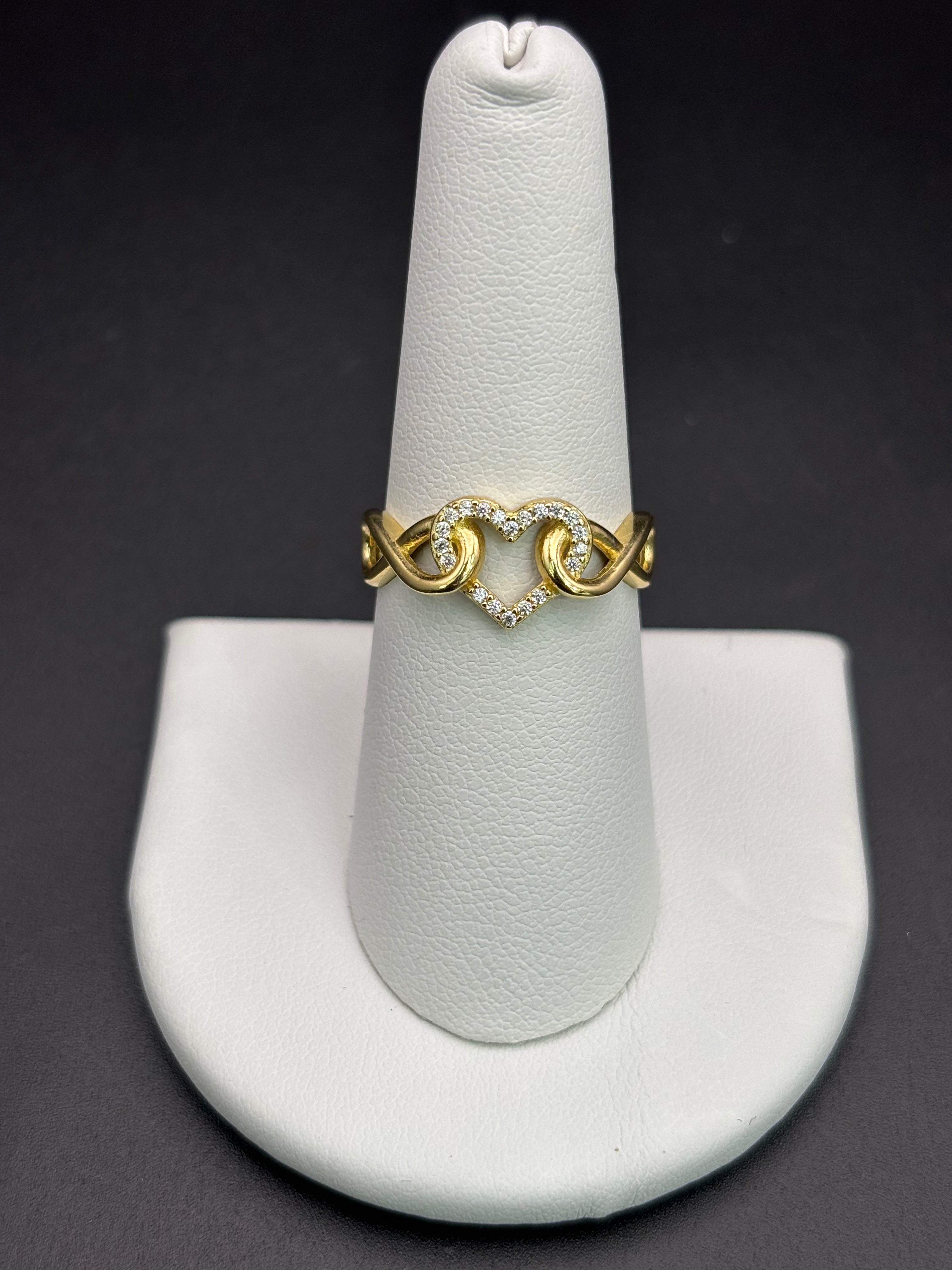 14k Solid Gold Ring Heart Infinity