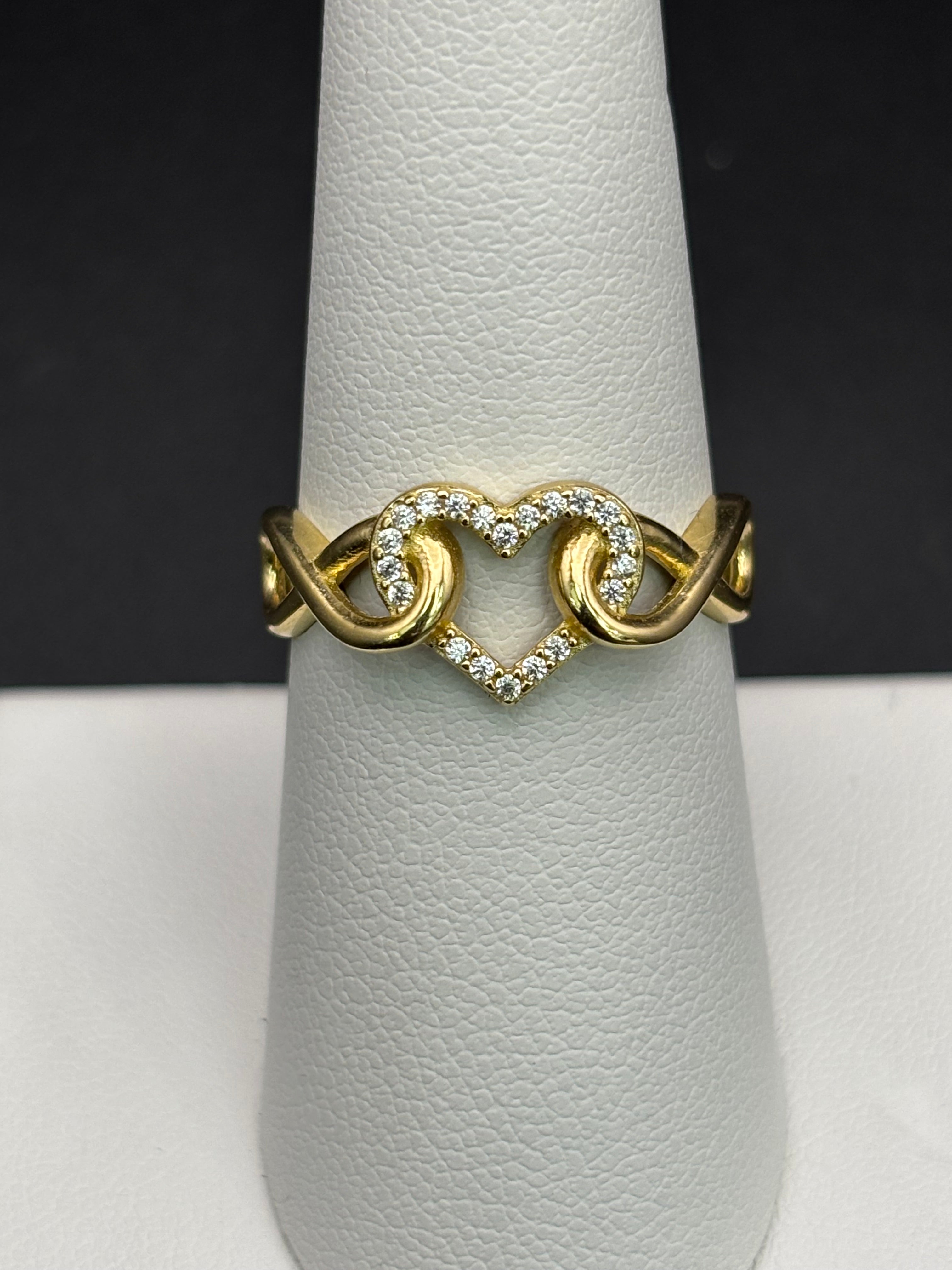 14k Solid Gold Ring Heart Infinity