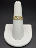14k Solid Gold Ring Hearts Crown