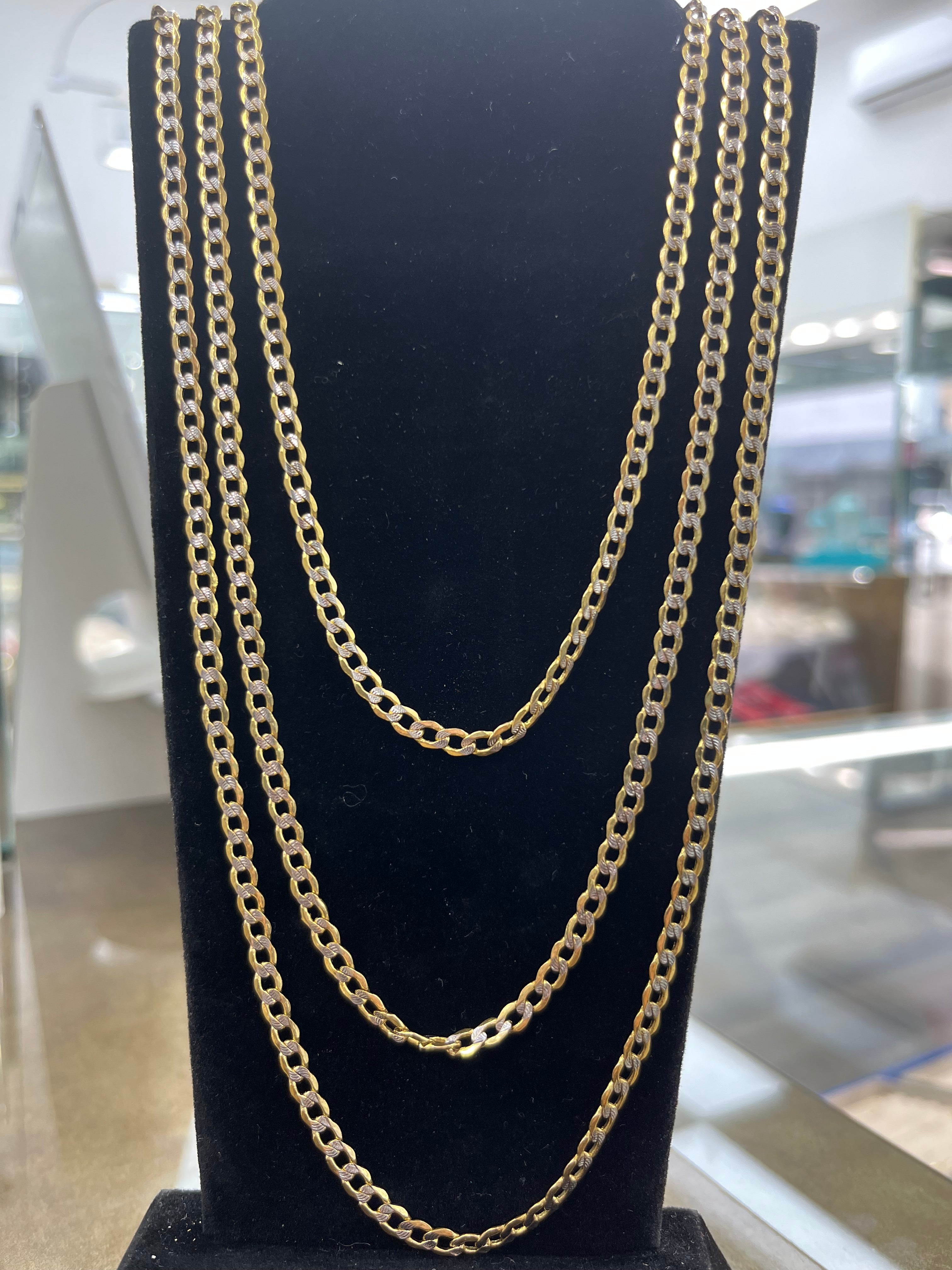 14k Gold 4MM Diamond Cut Curb Link #6