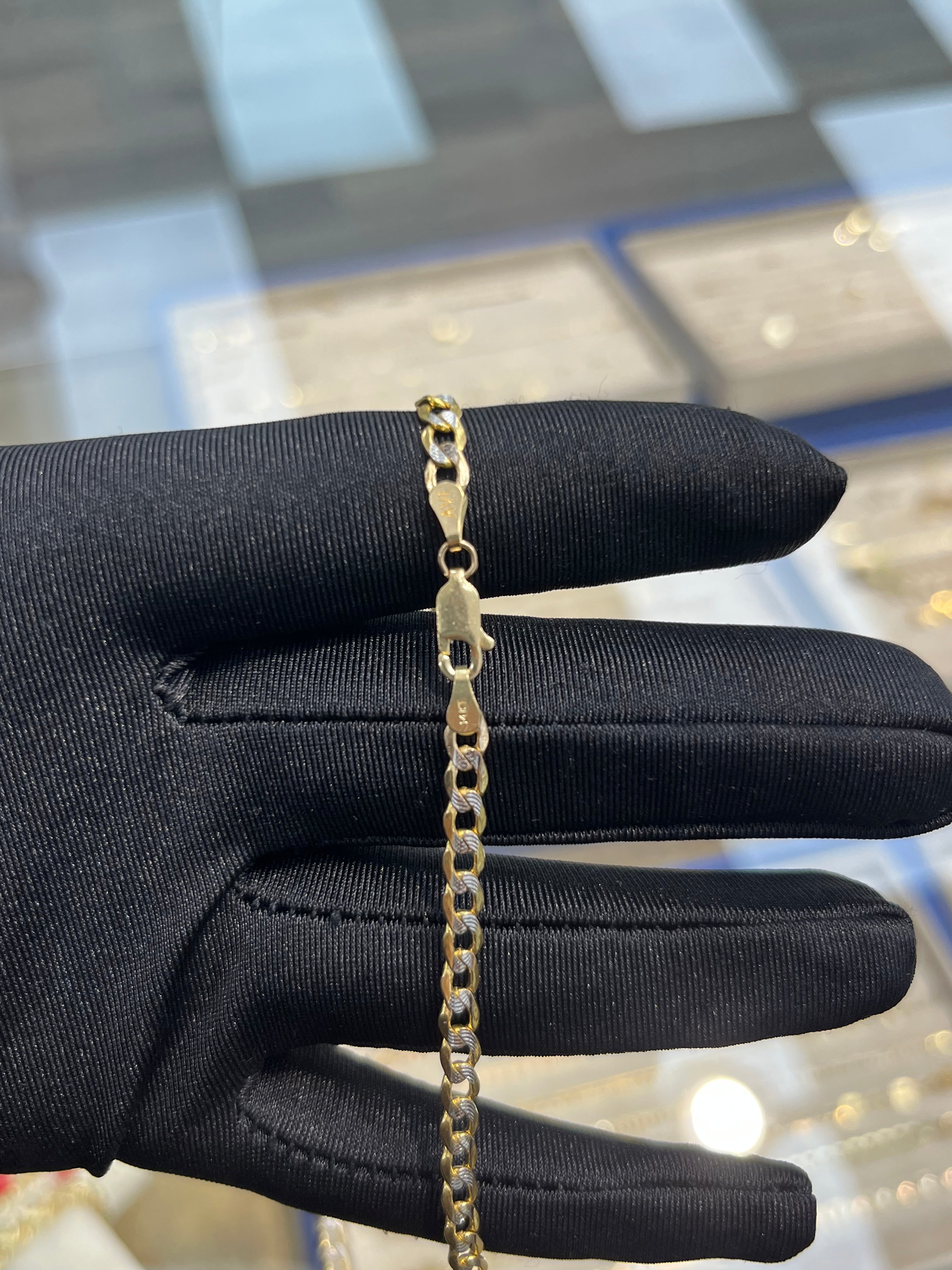14k Gold 4MM Diamond Cut Curb Link #6