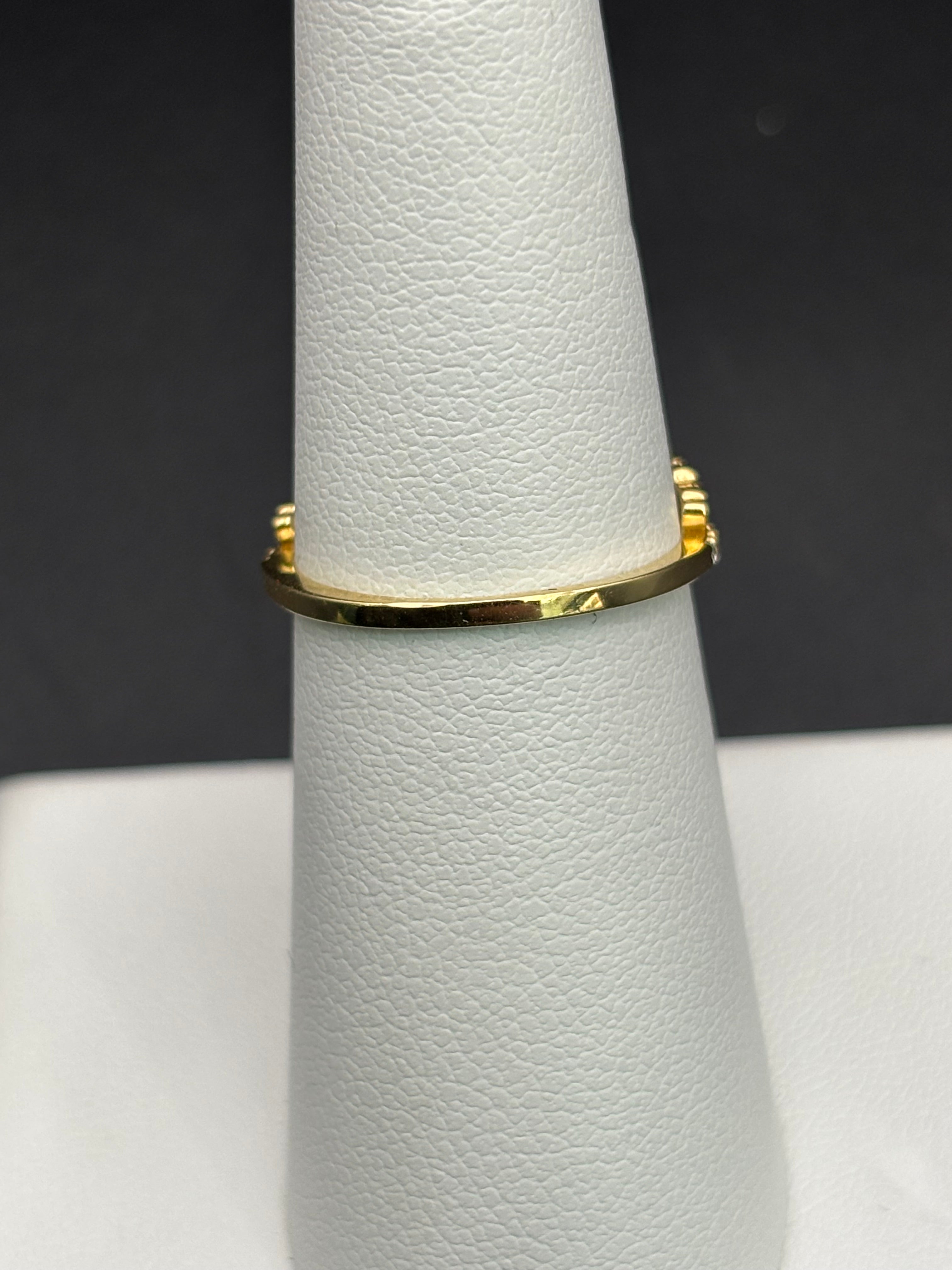 14k Solid Gold Ring Hearts Crown