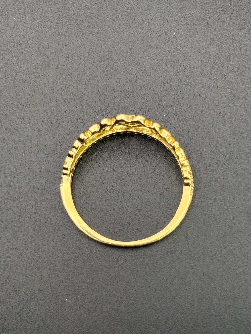 14k Solid Gold Ring Hearts Crown