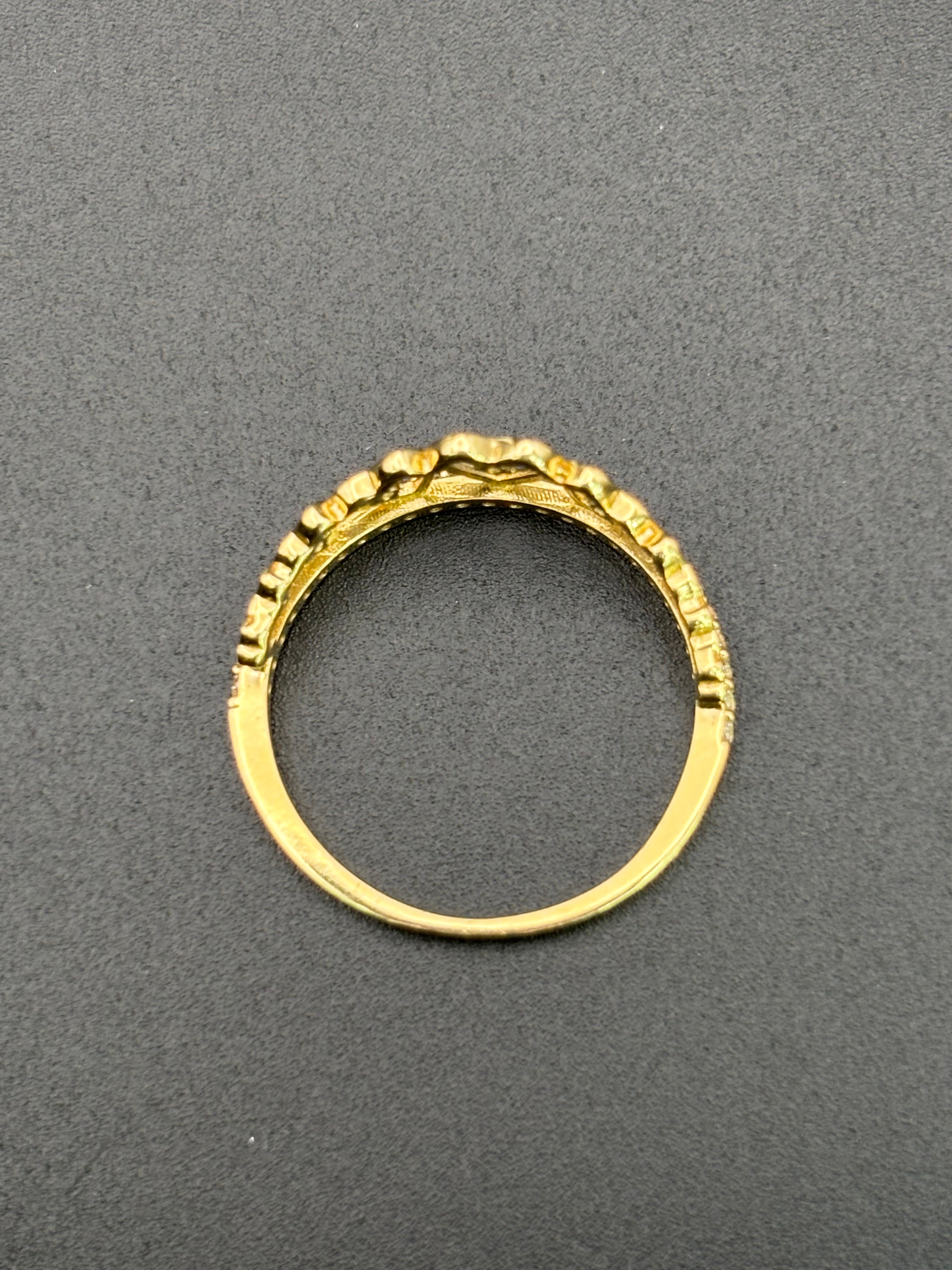 14k Solid Gold Ring Hearts Crown