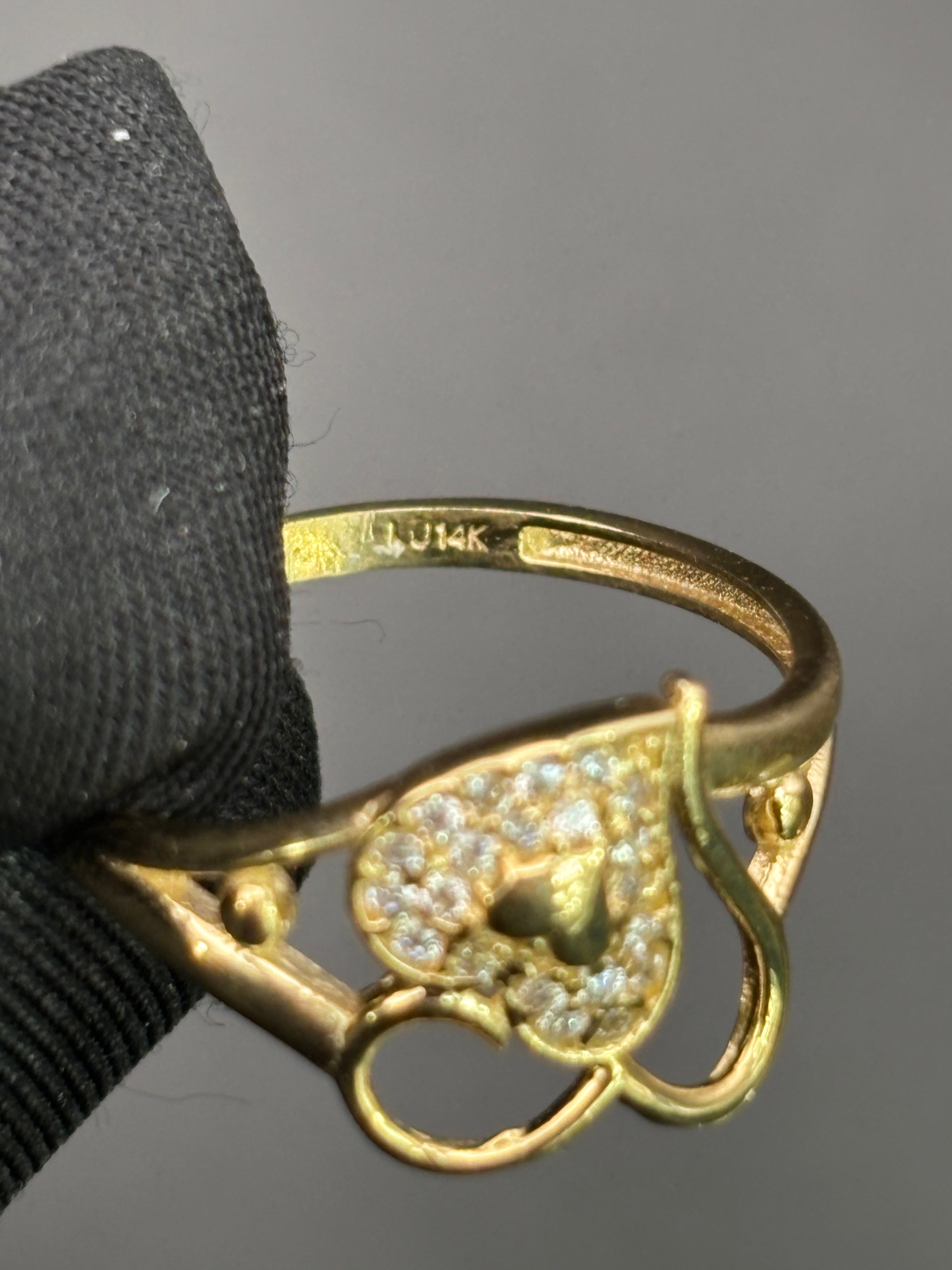 14k Solid Gold Ring Hearts