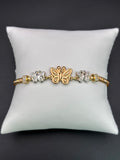 14k Solid Gold Bracelet Link Three Butterfly