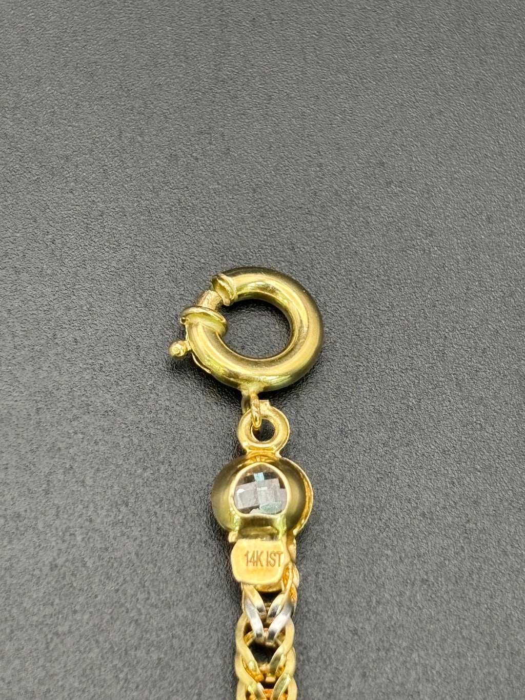14k Solid Gold Bracelet Link Three Hearts