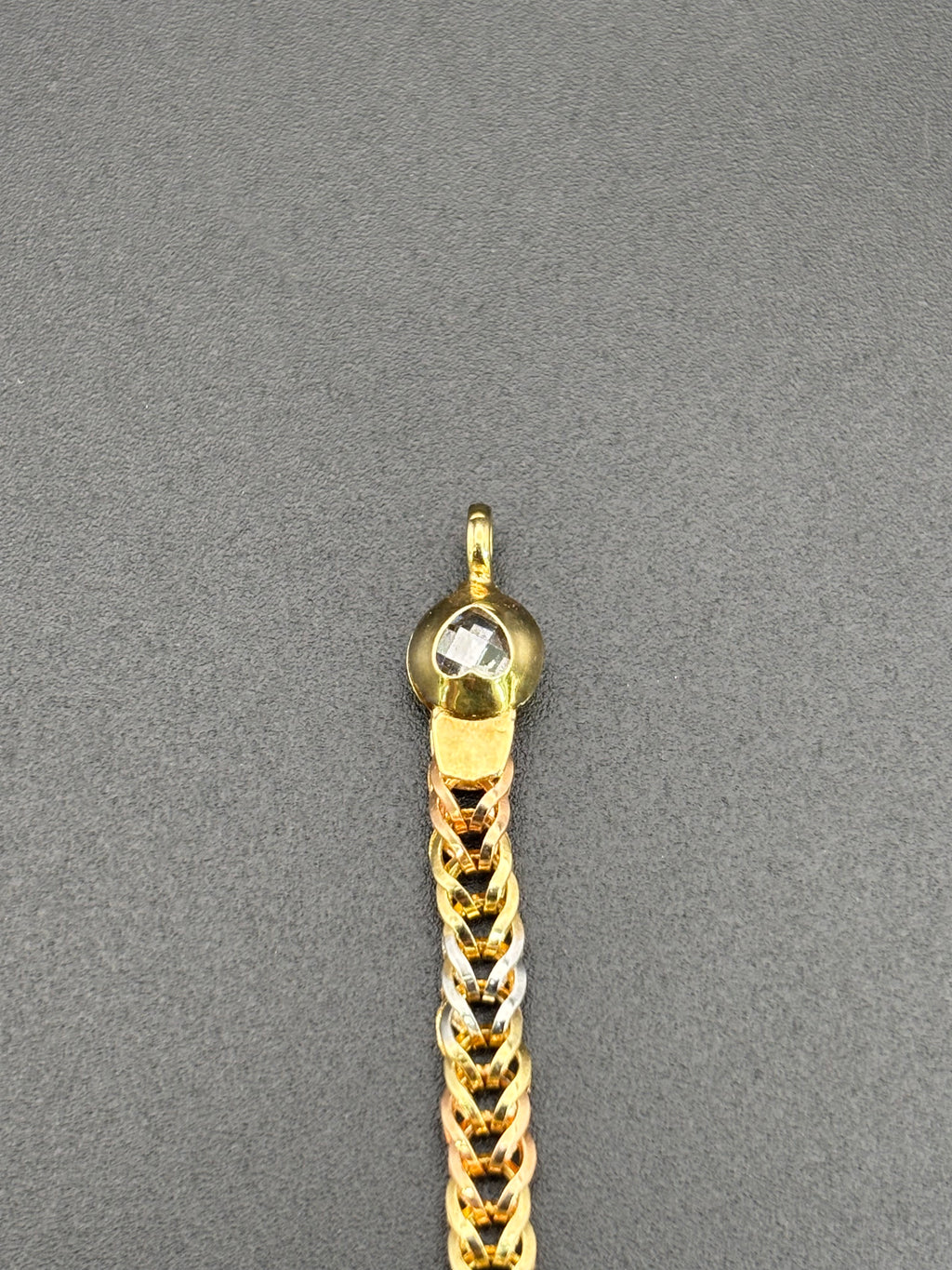 14k Solid Gold Bracelet Link Three Hearts