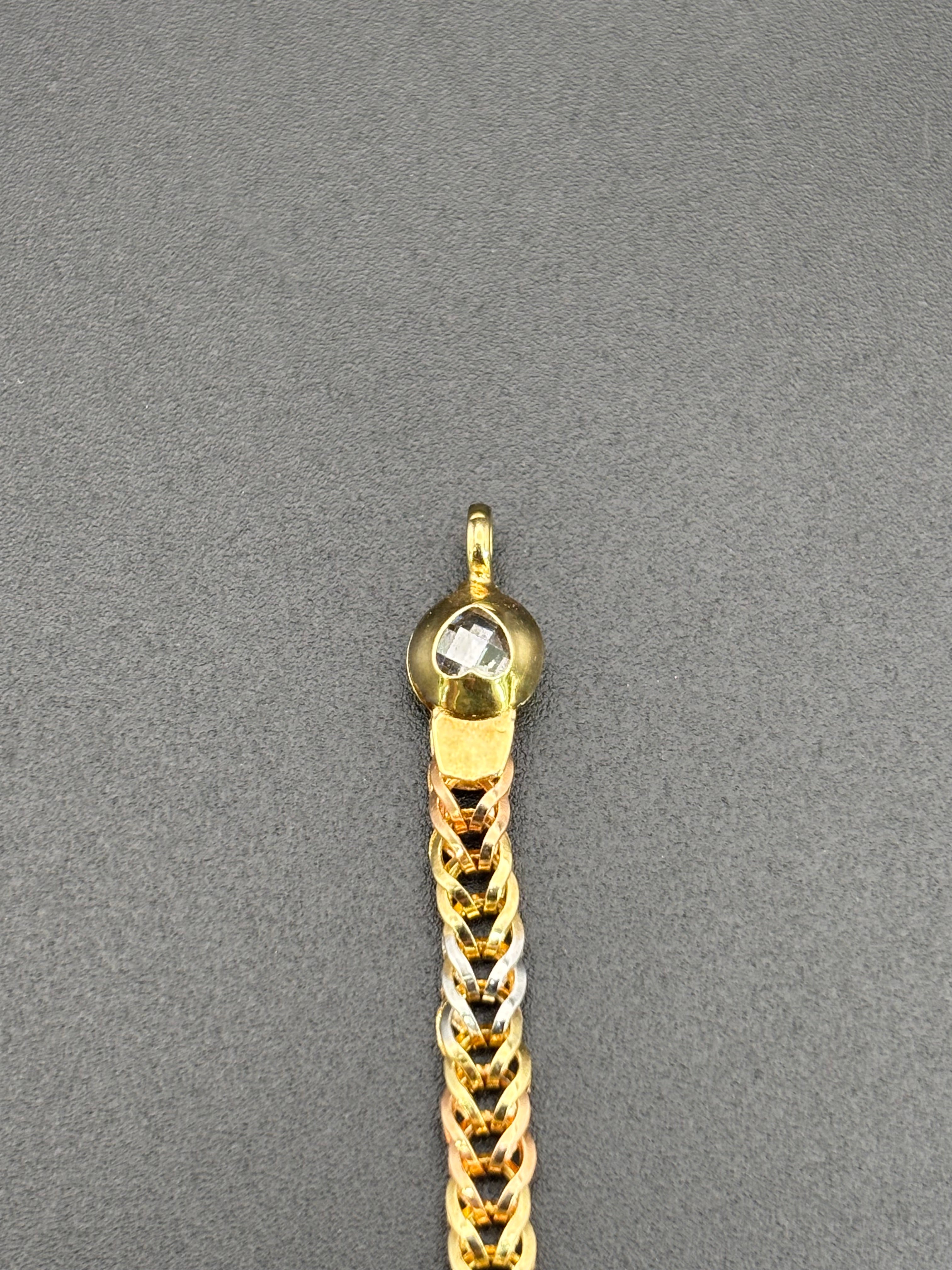 14k Solid Gold Bracelet Link Three Hearts