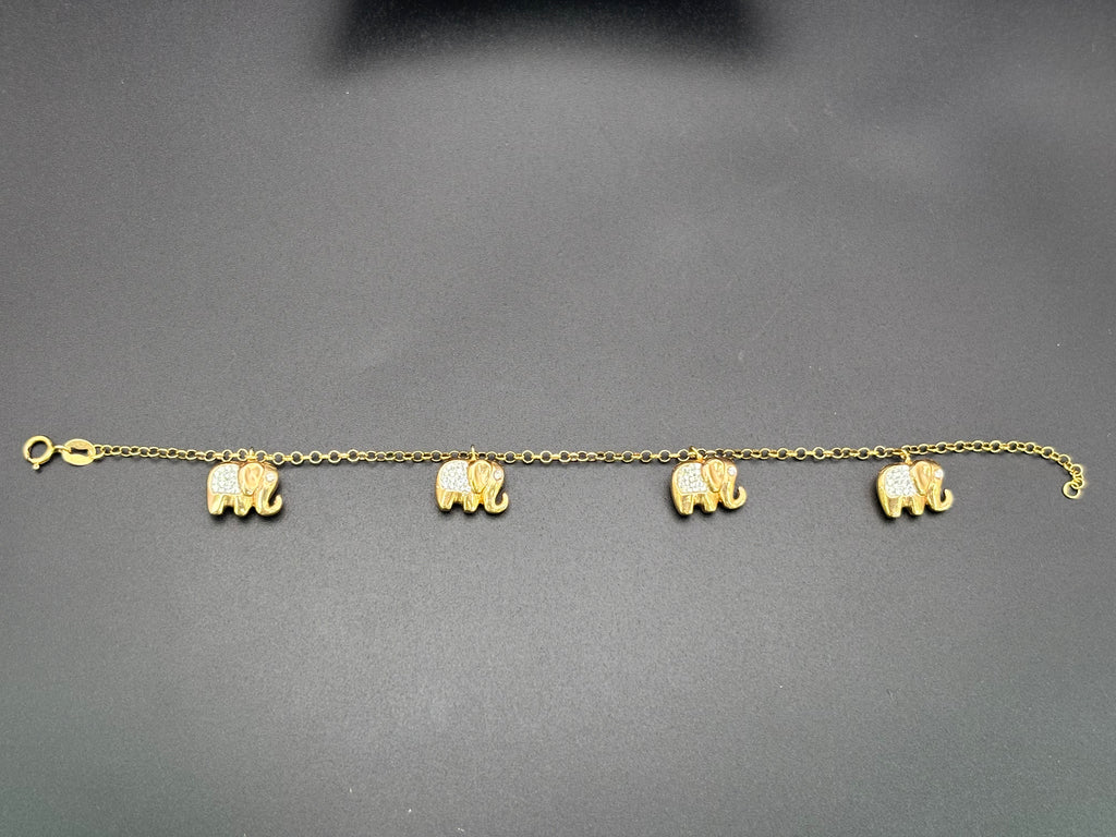 14k Solid Gold Bracelet Link Elephants