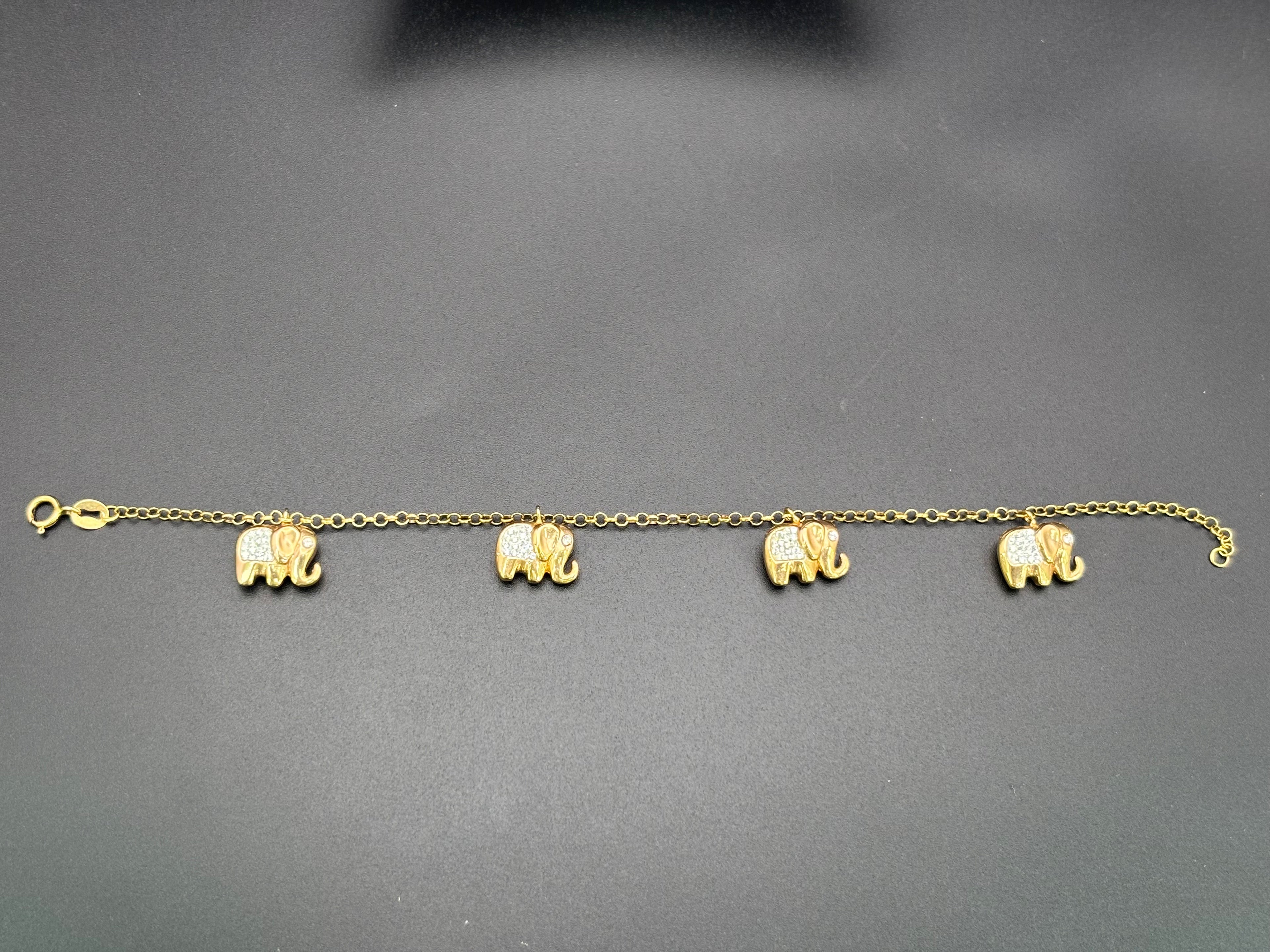 14k Solid Gold Bracelet Link Elephants