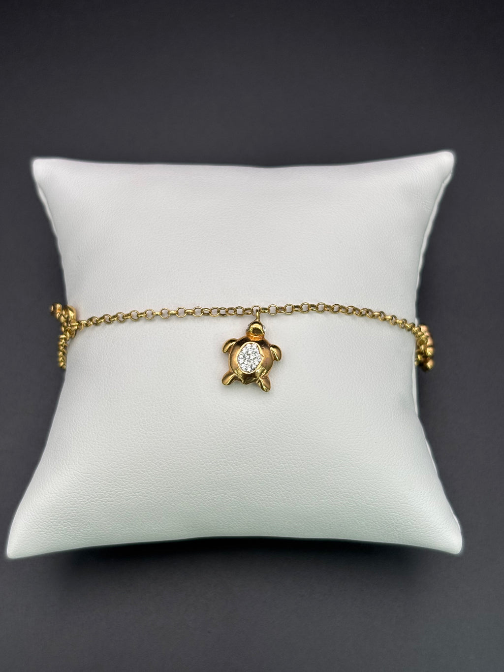 14k Solid Gold Bracelet Link Turtle Bear Key Heart