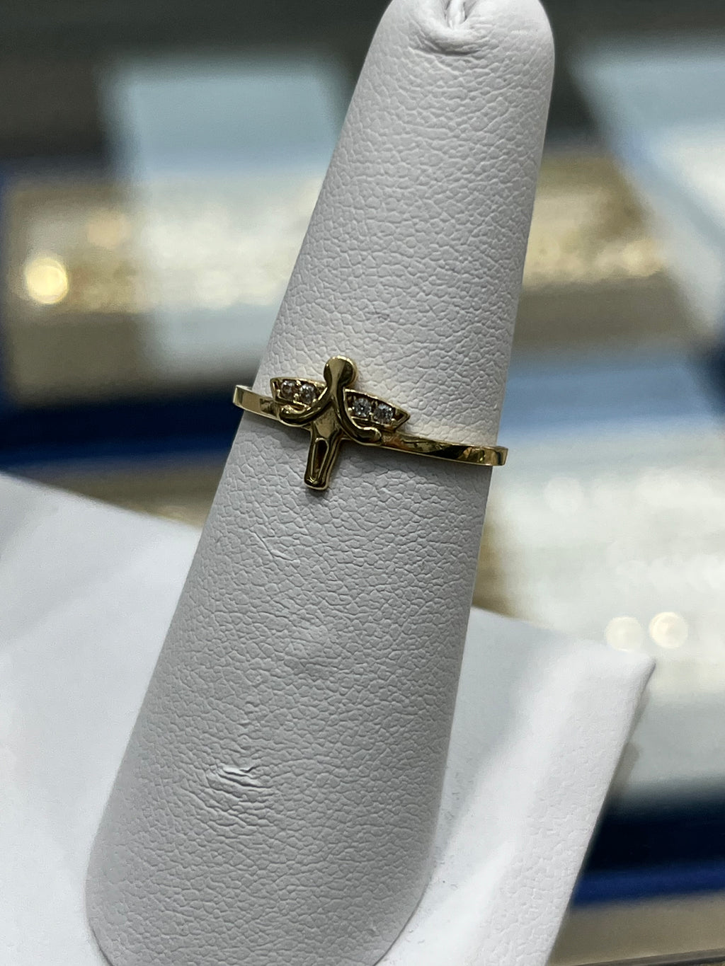 14K Gold Angel Ring