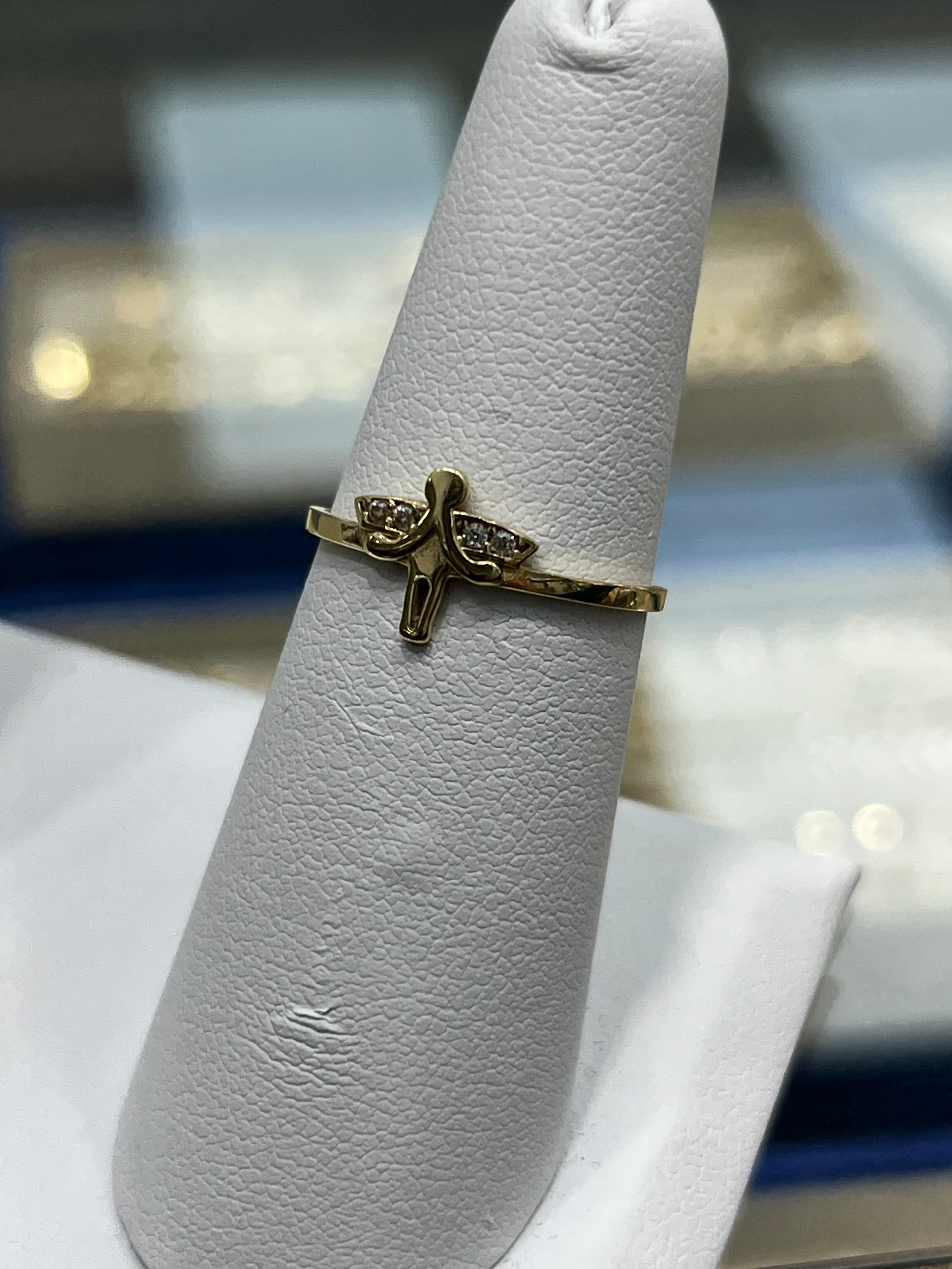 14K Gold Angel Ring