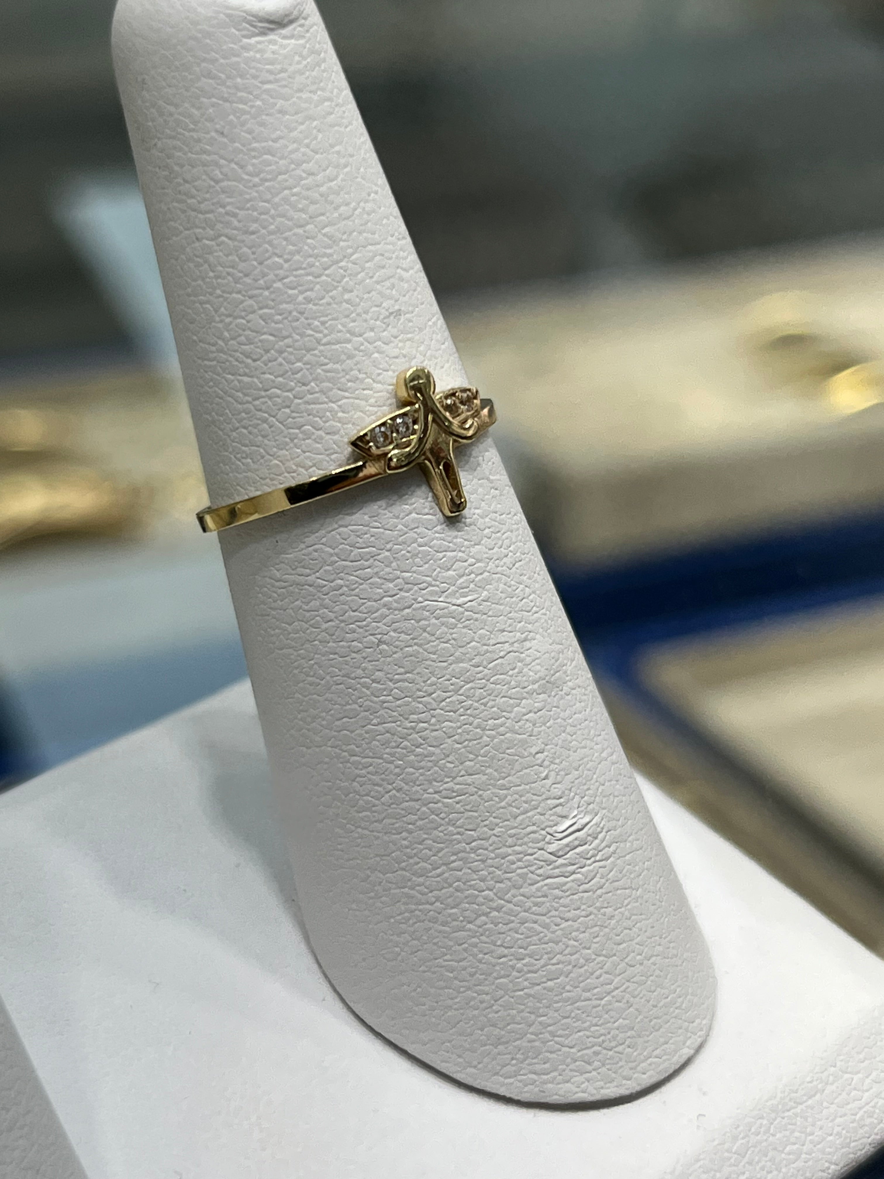 14K Gold Angel Ring