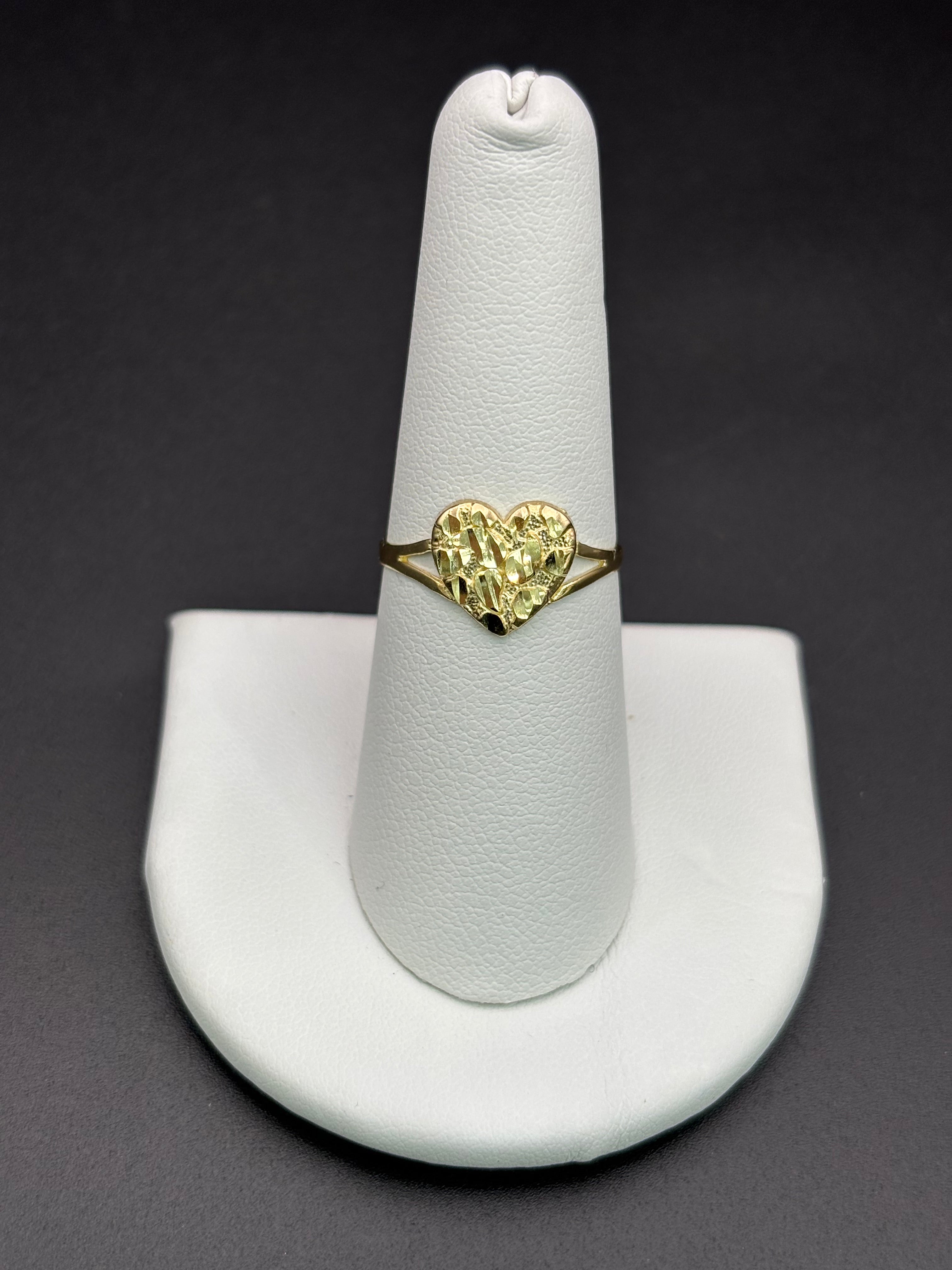 10k Solid Gold Nugget Ring Heart