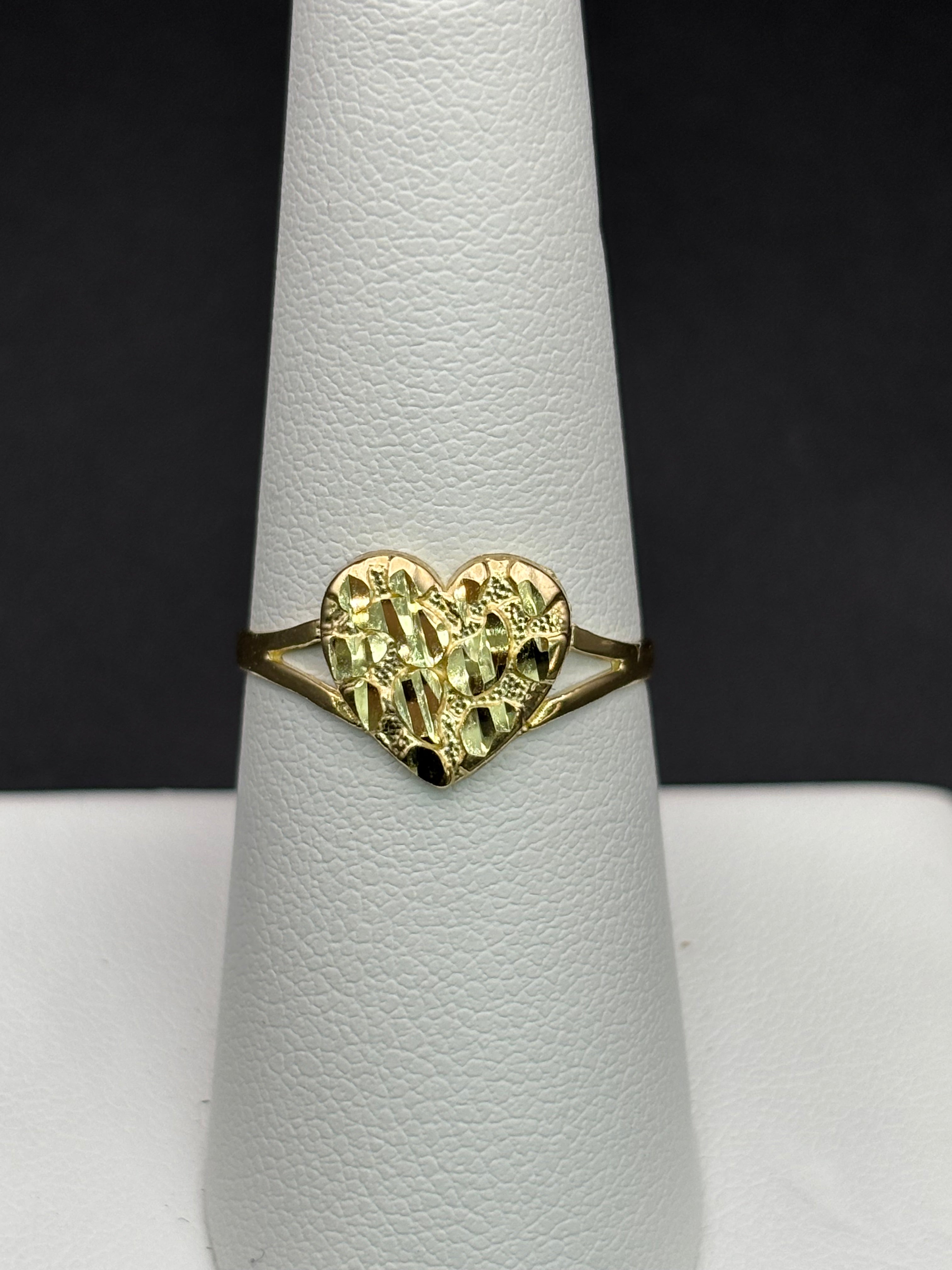 10k Solid Gold Nugget Ring Heart
