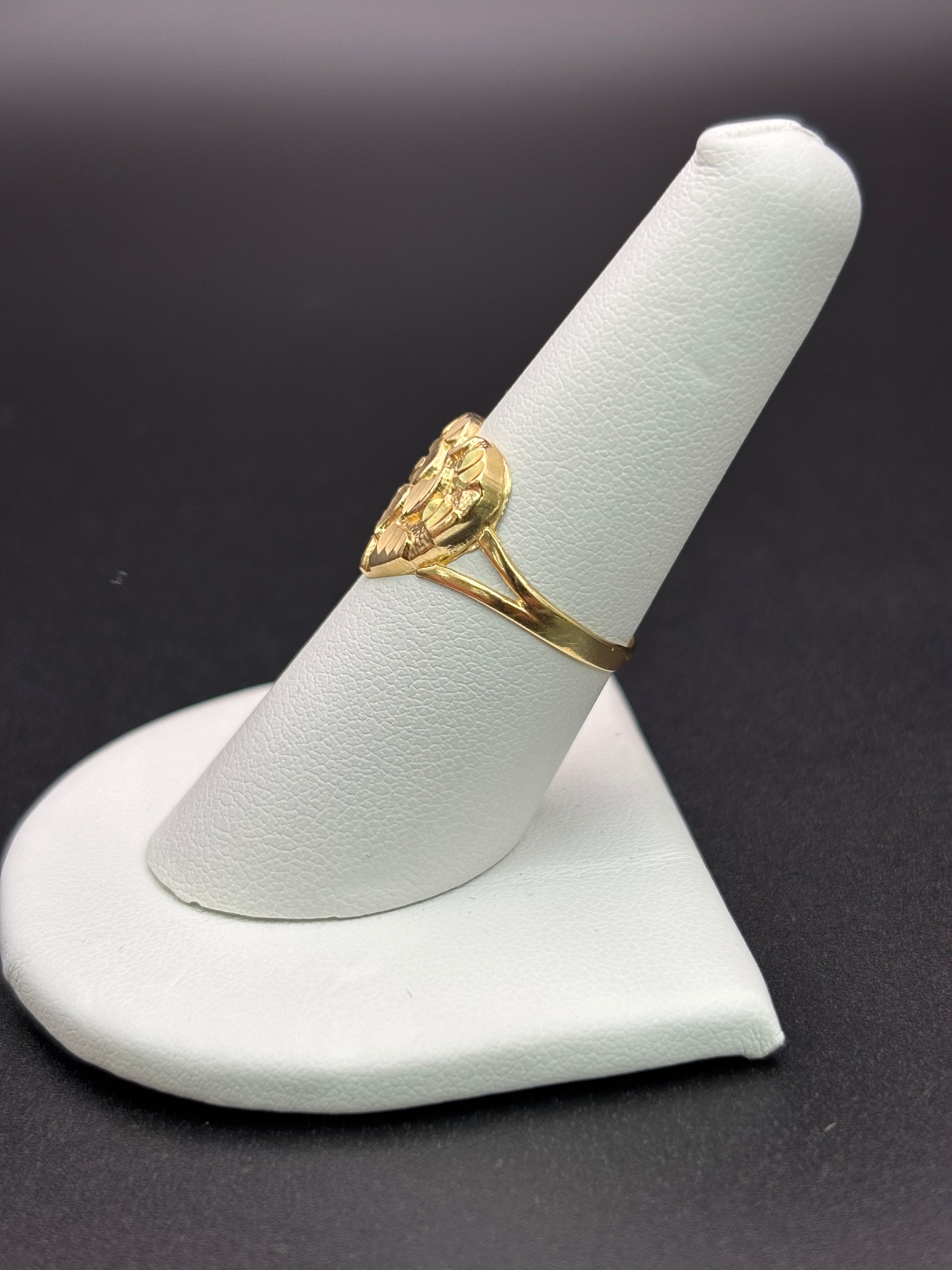 14k Solid Gold Nugget Ring Heart