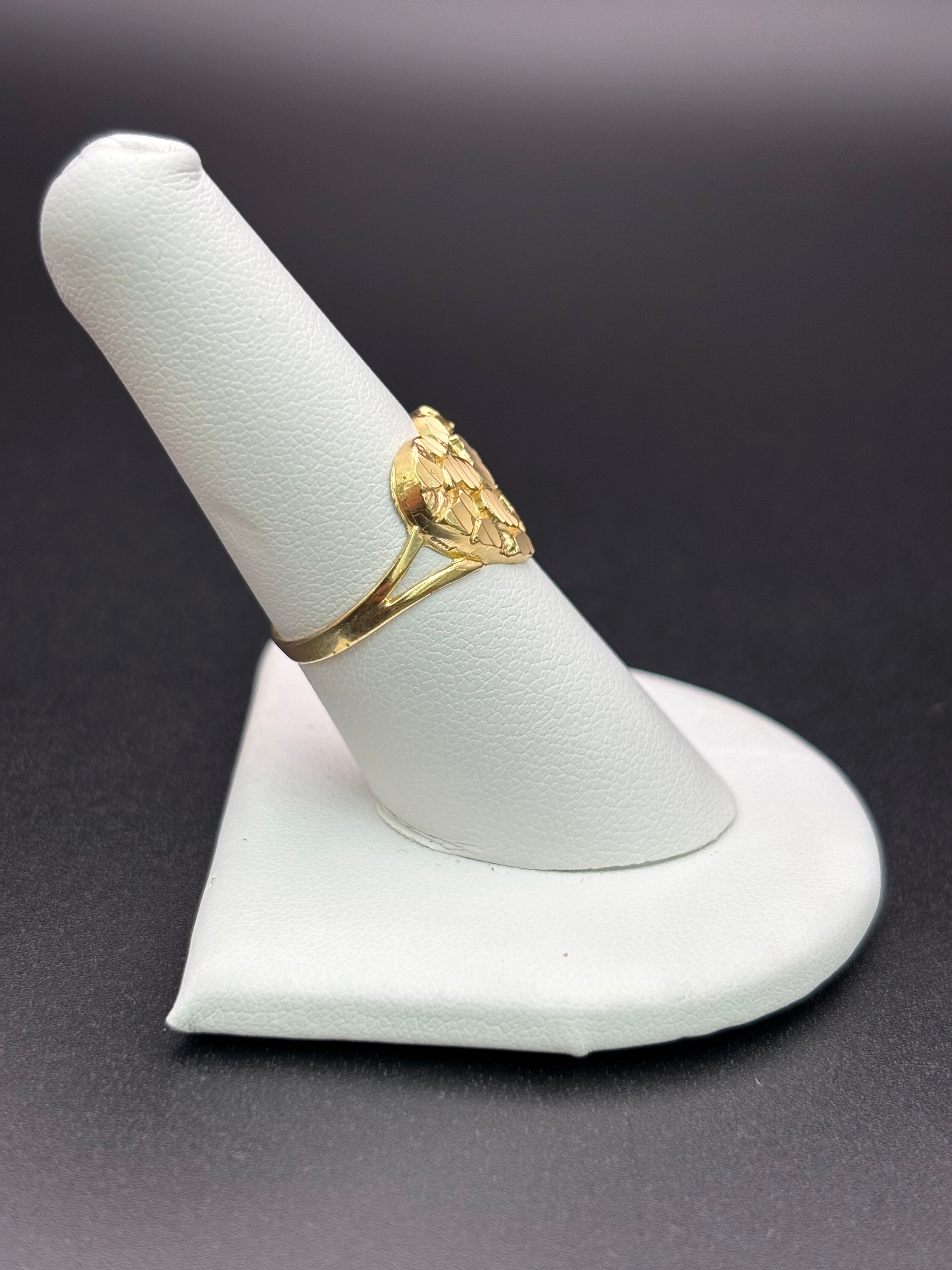 14k Solid Gold Nugget Ring Heart