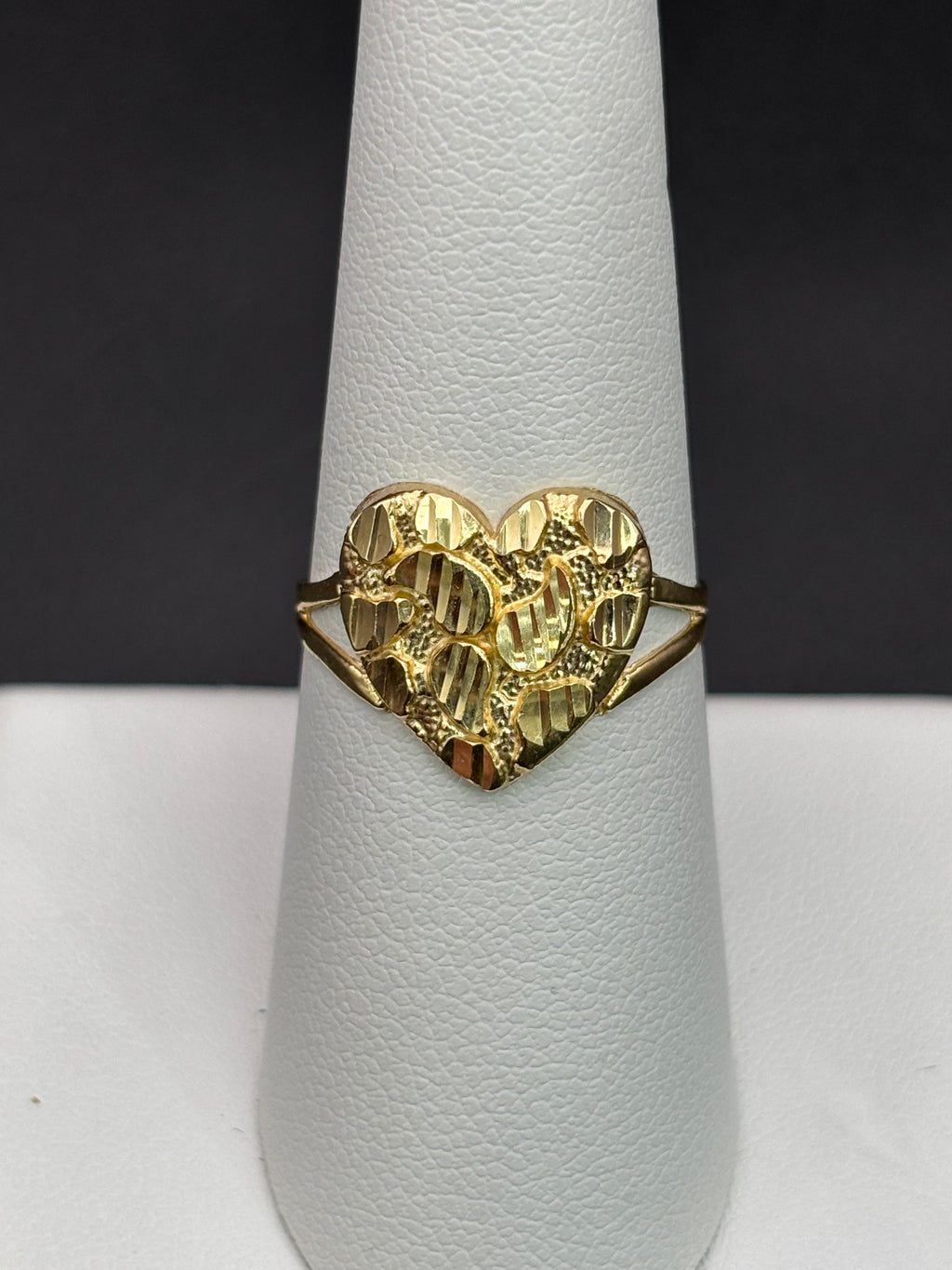 14k Solid Gold Nugget Ring Heart
