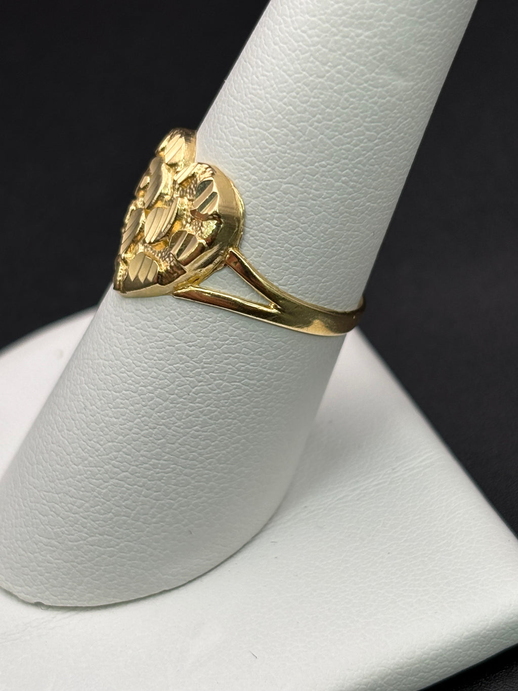 14k Solid Gold Nugget Ring Heart