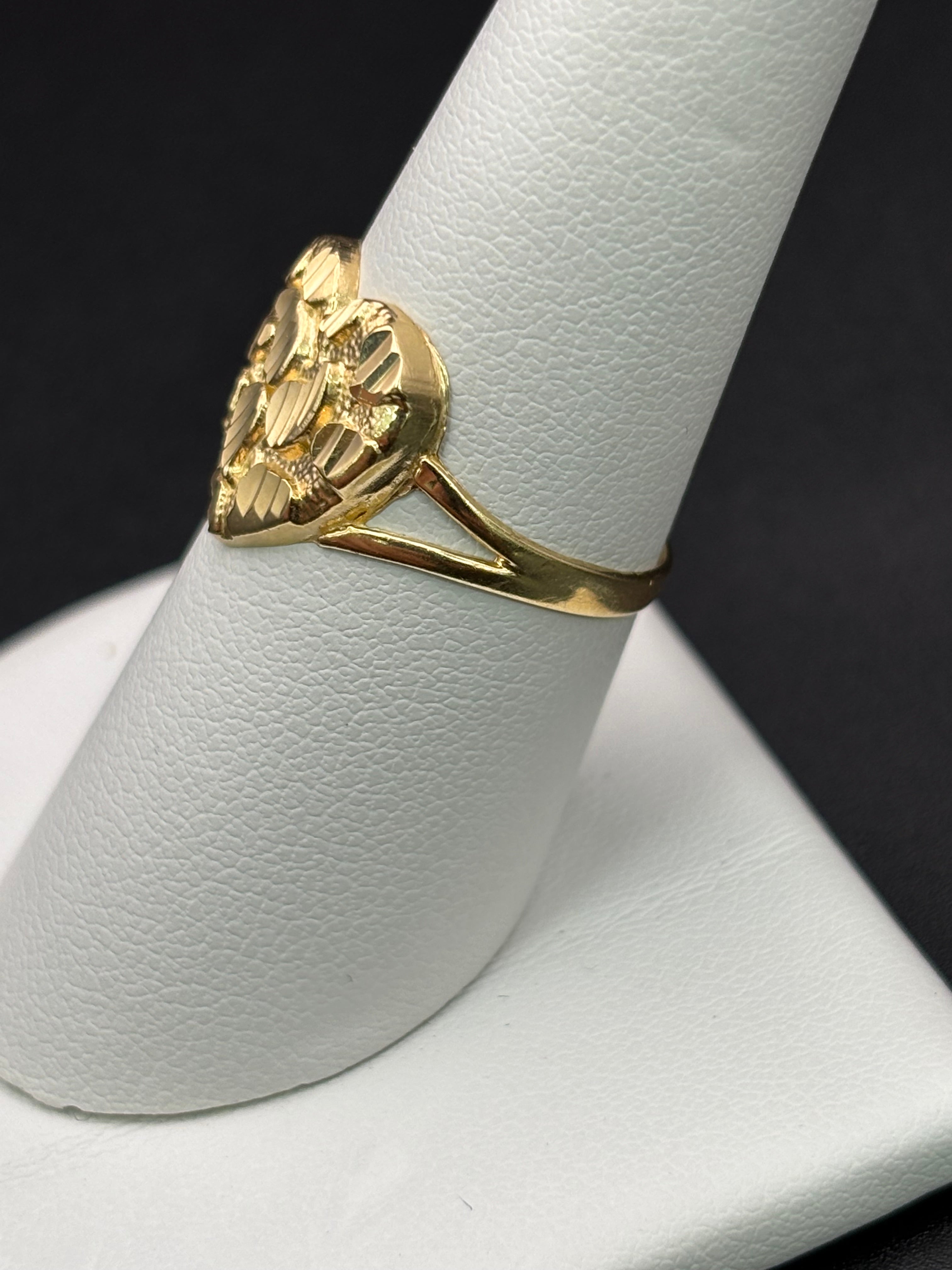 14k Solid Gold Nugget Ring Heart